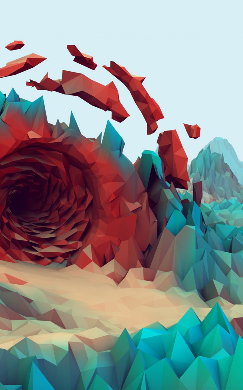 Download Low Poly Red Portal Wallpaper in 800x1280 Resolution