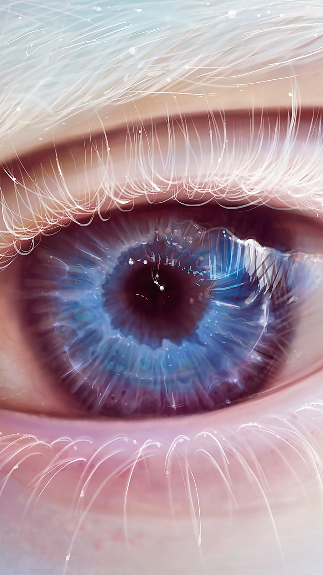Download Albino Blue Eye Art Wallpaper in 1080x1920 Resolution