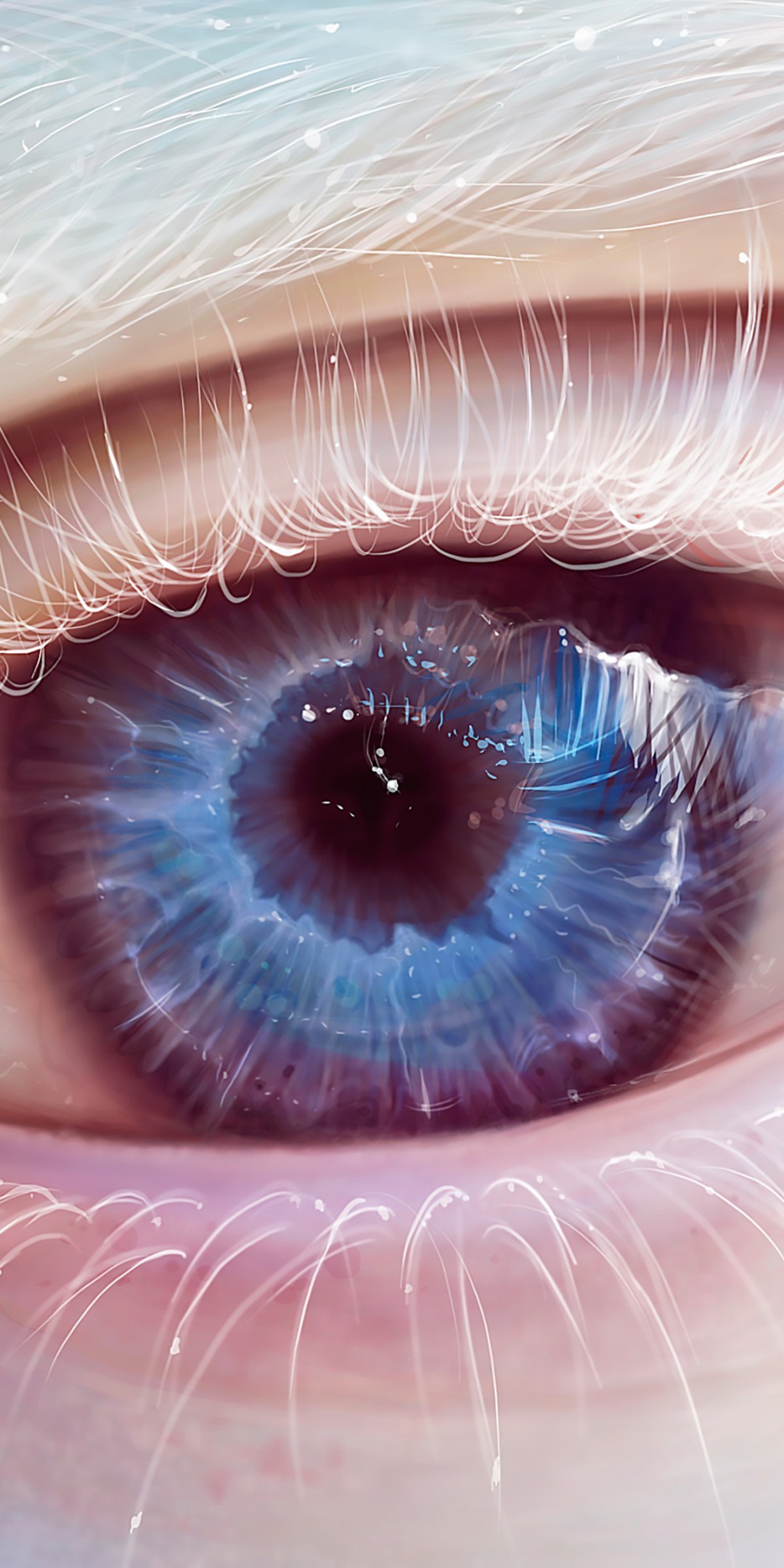 Download Albino Blue Eye Art Wallpaper in 1080x2160 Resolution