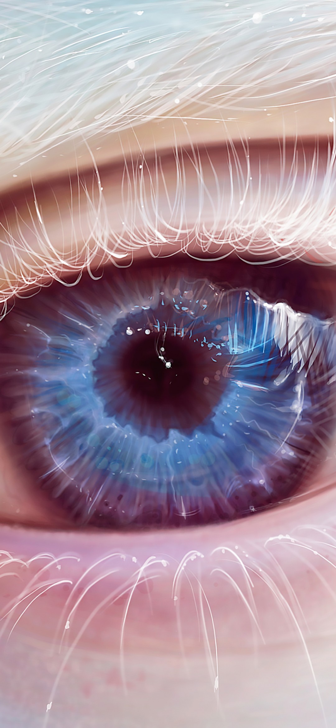 Download Albino Blue Eye Art Wallpaper in 1080x2340 Resolution