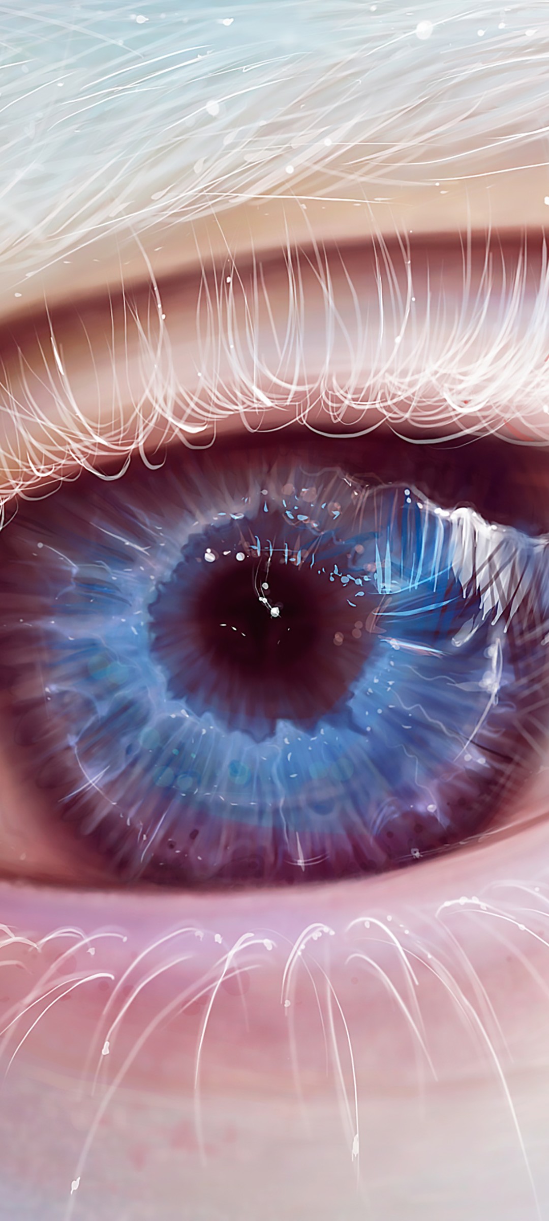 Download Albino Blue Eye Art Wallpaper in 1080x2400 Resolution