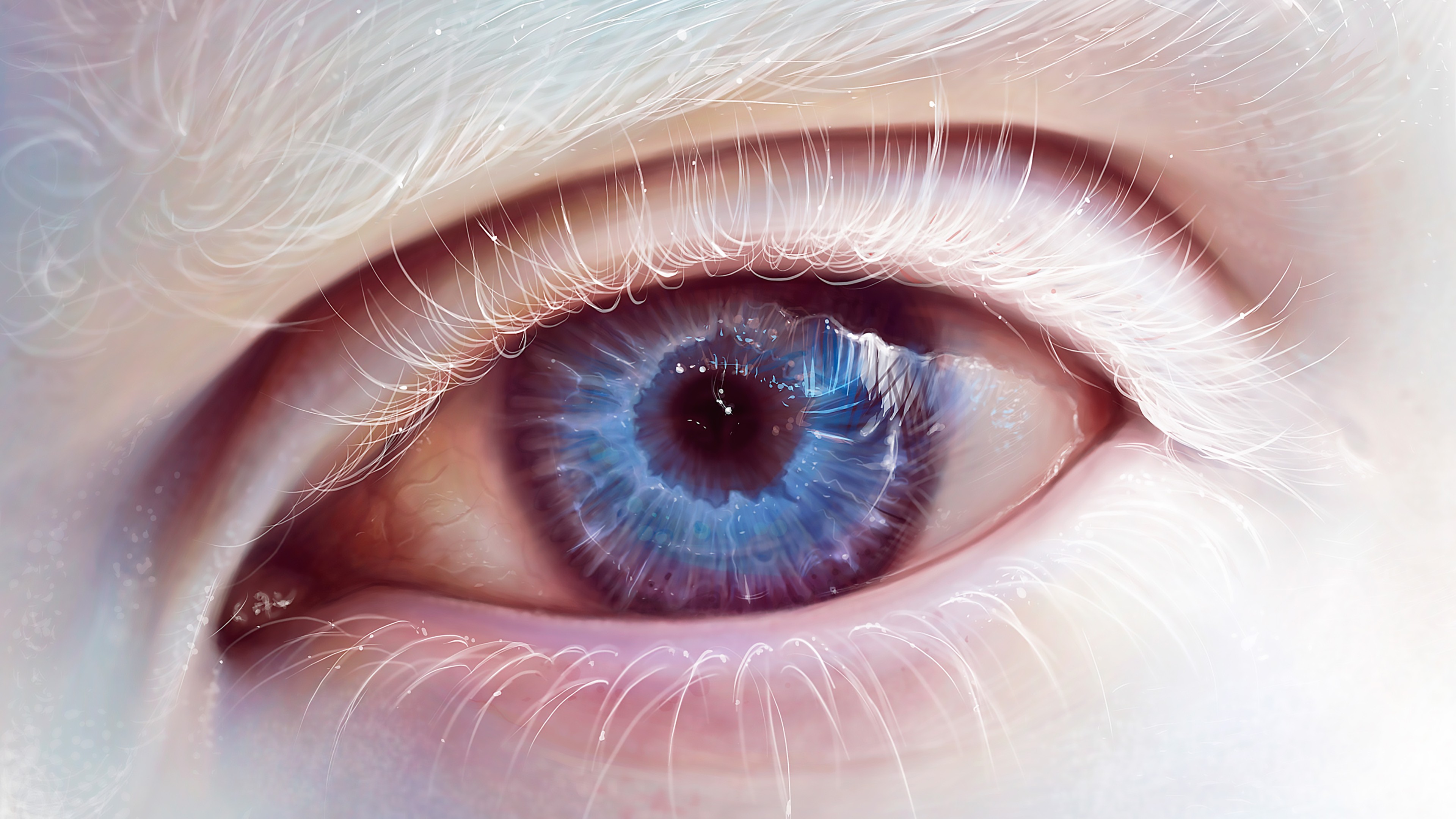 Download Albino Blue Eye Art Wallpaper in 3840x2160 Resolution