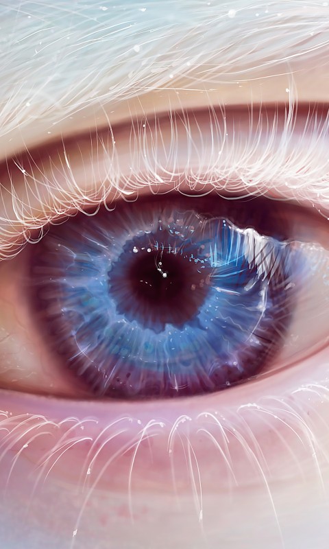 Download Albino Blue Eye Art Wallpaper in 480x800 Resolution