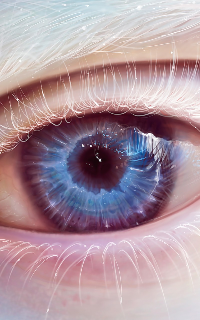 Download Albino Blue Eye Art Wallpaper in 800x1280 Resolution