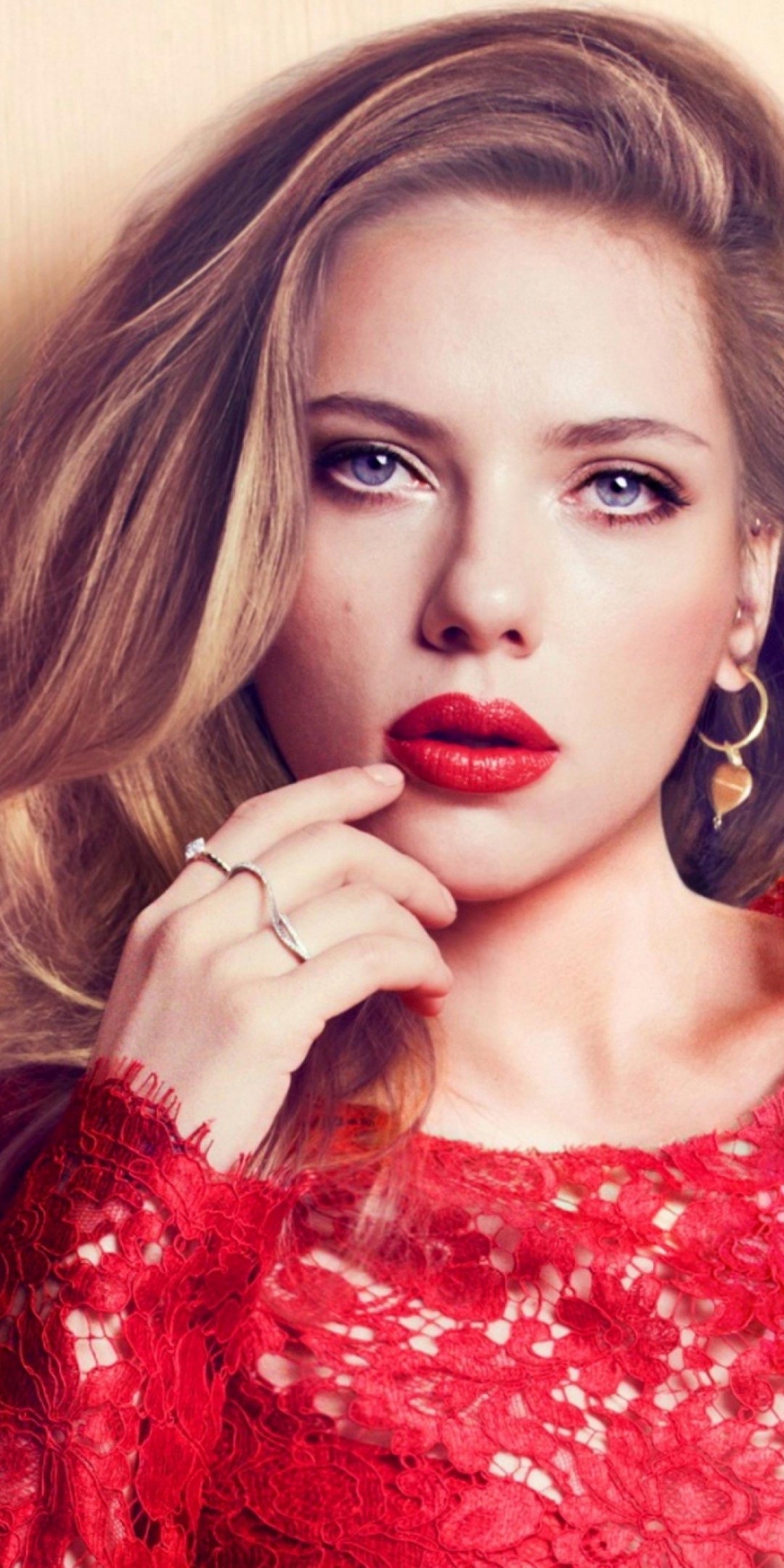 Download Scarlett Johansson Red Dress Wallpaper in 1080x2160 Resolution