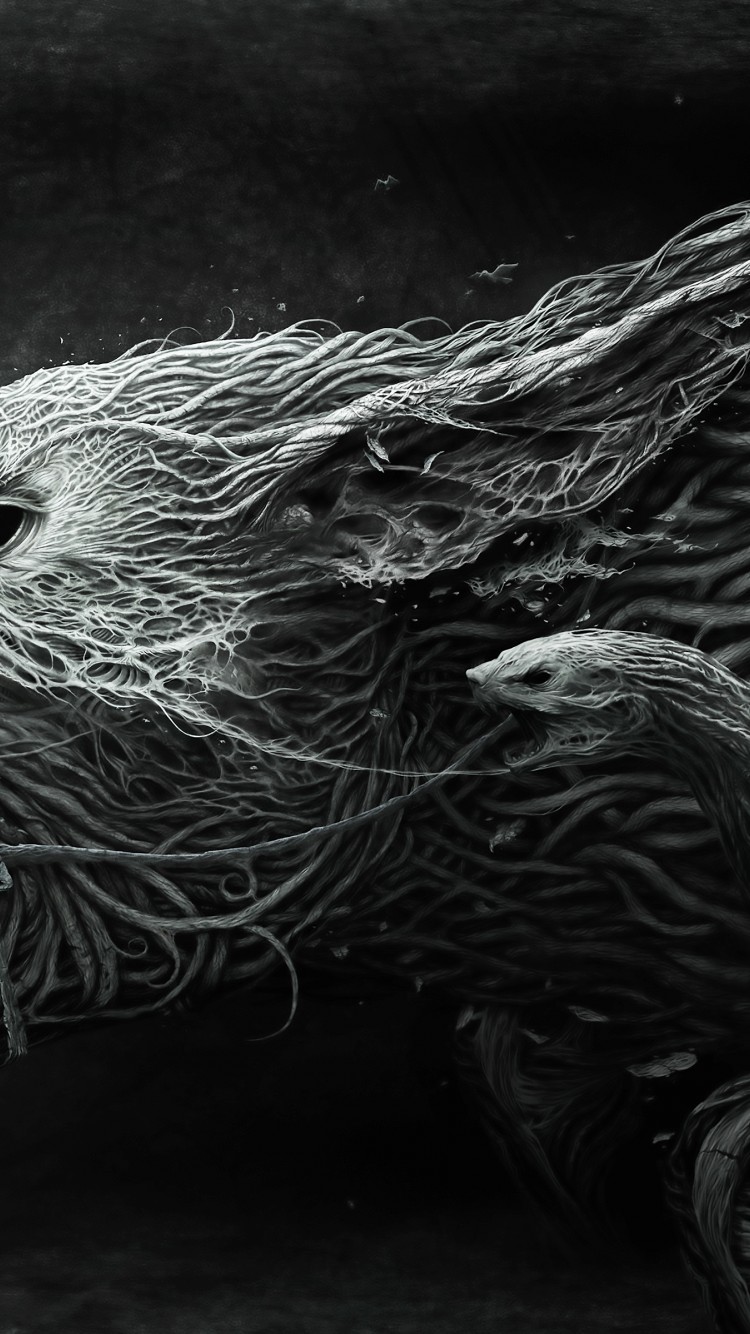 Download Werewolf Snake Dark Fantasy Wallpaper in 750x1334 Resolution