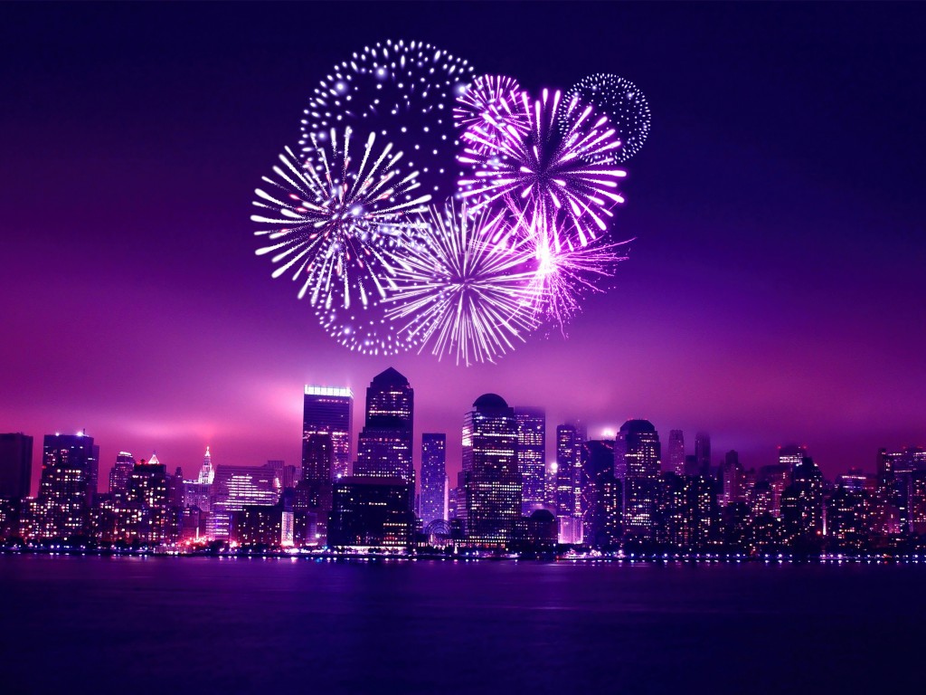 Download Chicago New Year Fireworks Wallpaper in 1024x768 Resolution