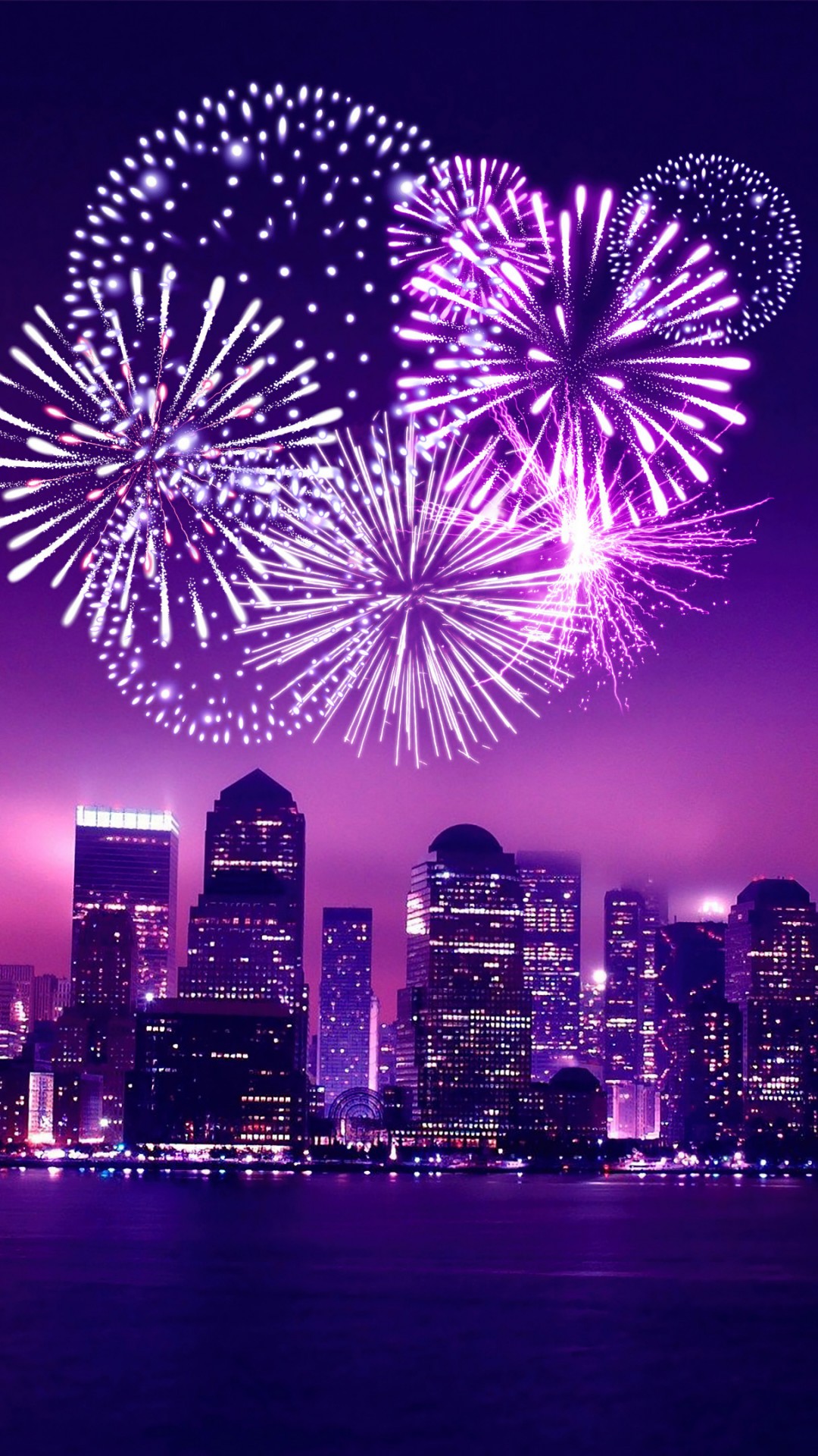 Download Chicago New Year Fireworks Wallpaper in 1080x1920 Resolution