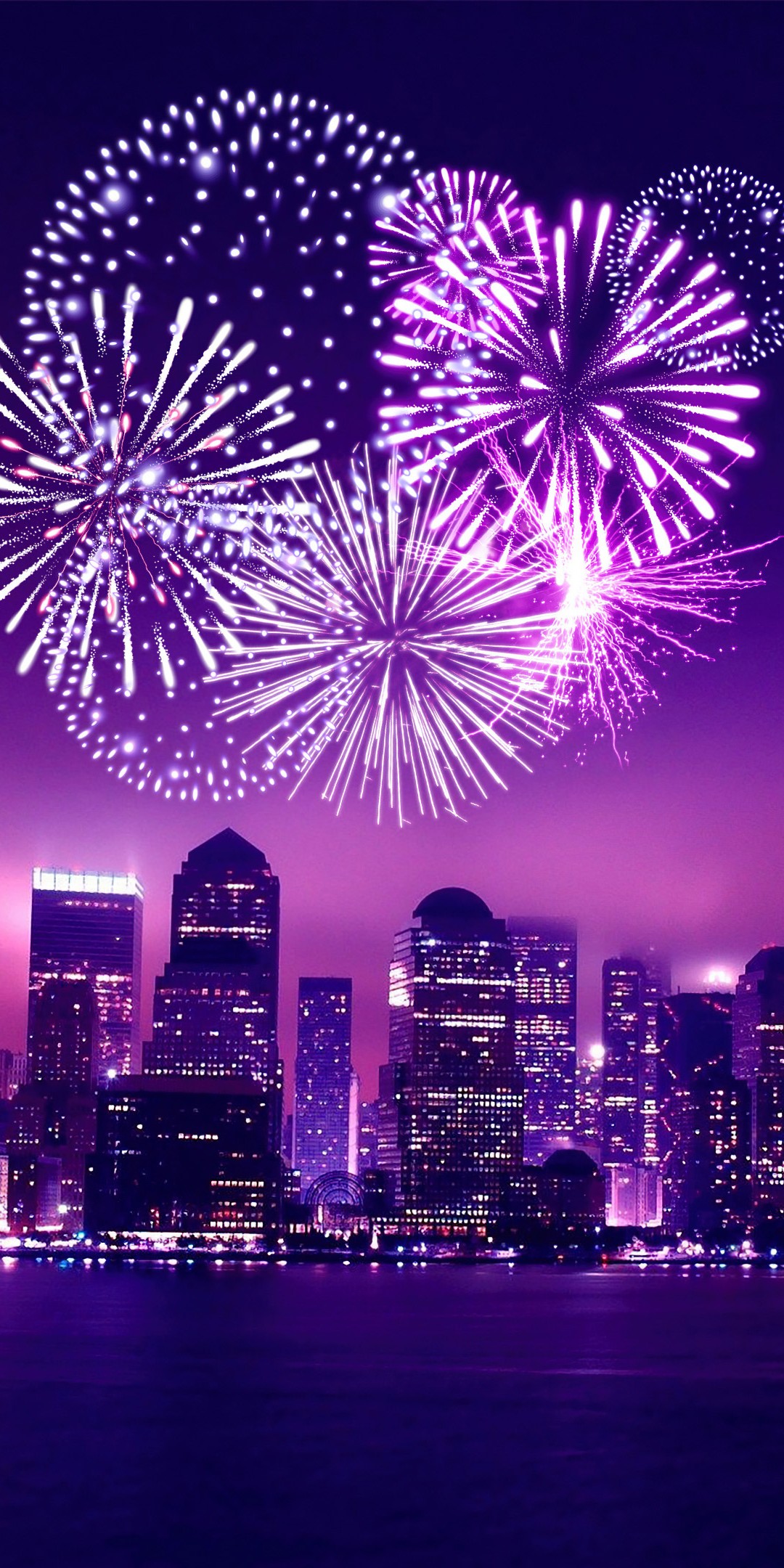 Download Chicago New Year Fireworks Wallpaper in 1080x2160 Resolution