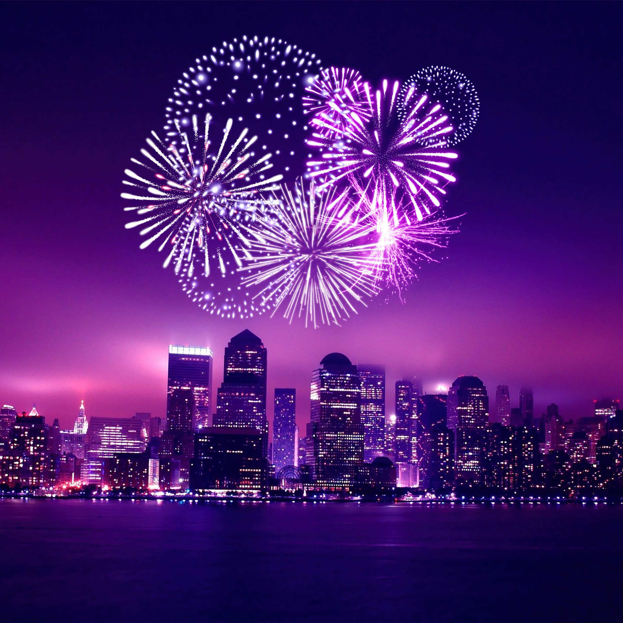 Download Chicago New Year Fireworks Wallpaper in 2048x2048 Resolution
