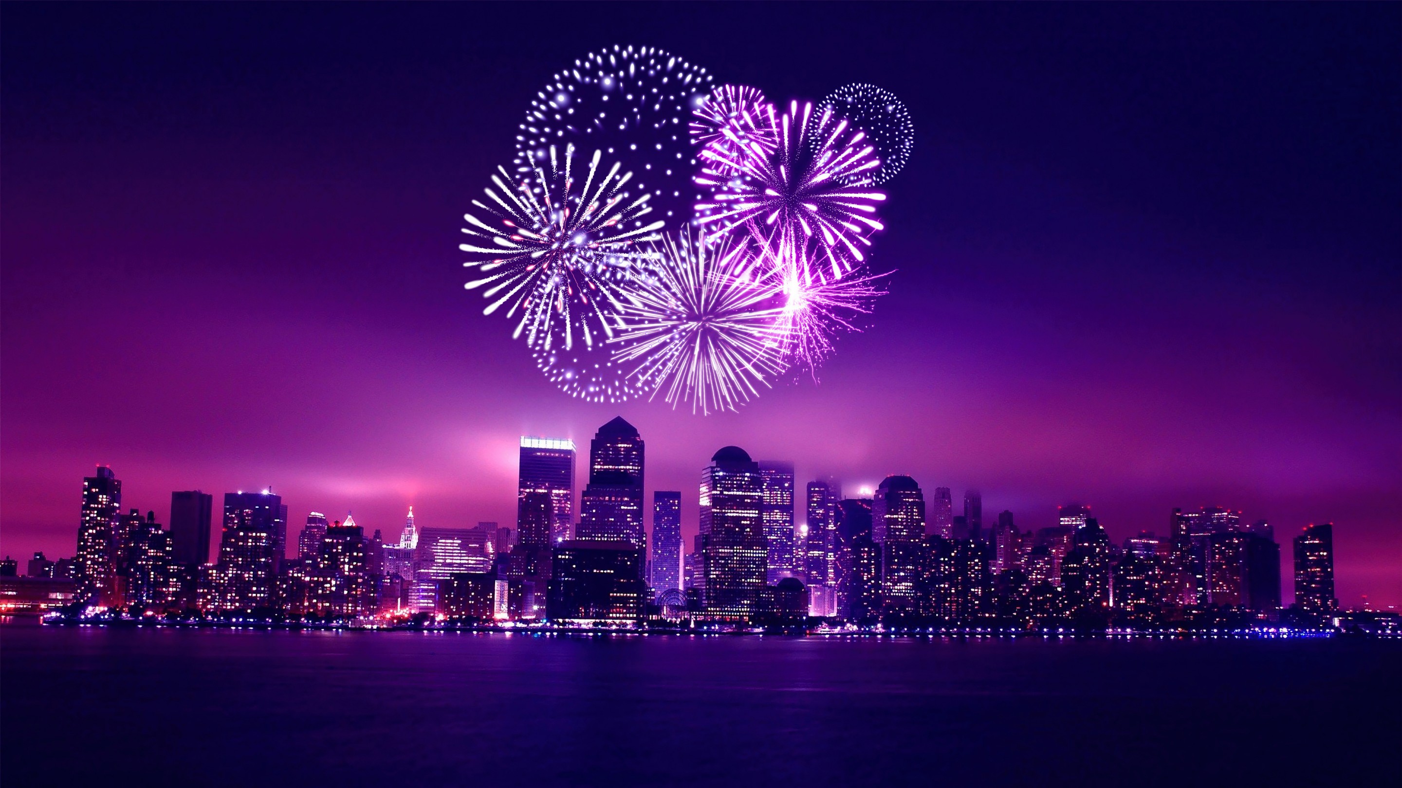 Download Chicago New Year Fireworks Wallpaper in 2880x1620 Resolution
