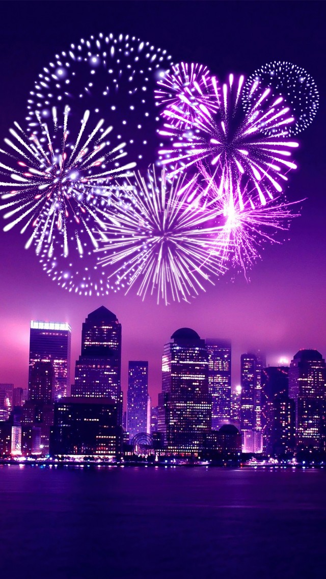 Download Chicago New Year Fireworks Wallpaper in 640x1136 Resolution