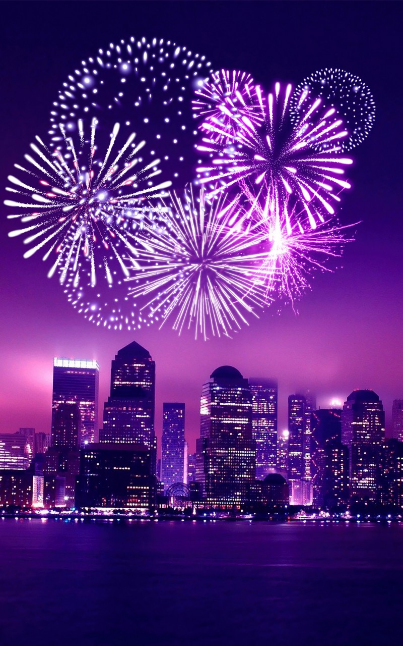 Download Chicago New Year Fireworks Wallpaper in 800x1280 Resolution