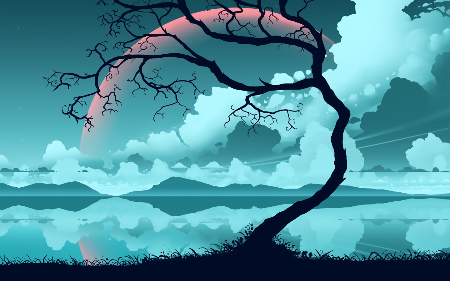 Download Space Tree Digital Art Wallpaper in 1440x900 Resolution