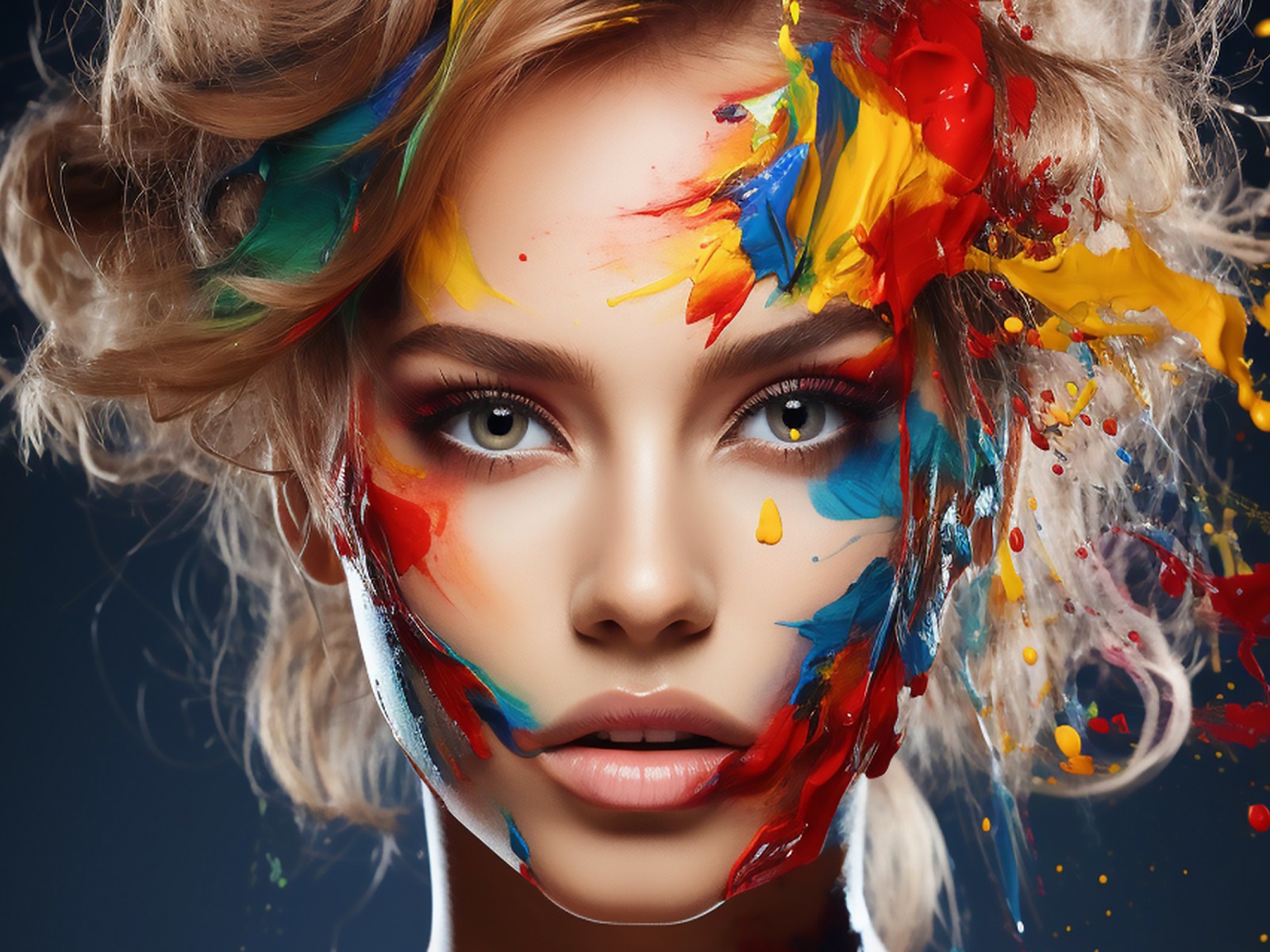 Download Splash Paint Art Woman Face Wallpaper in 1600x1200 Resolution