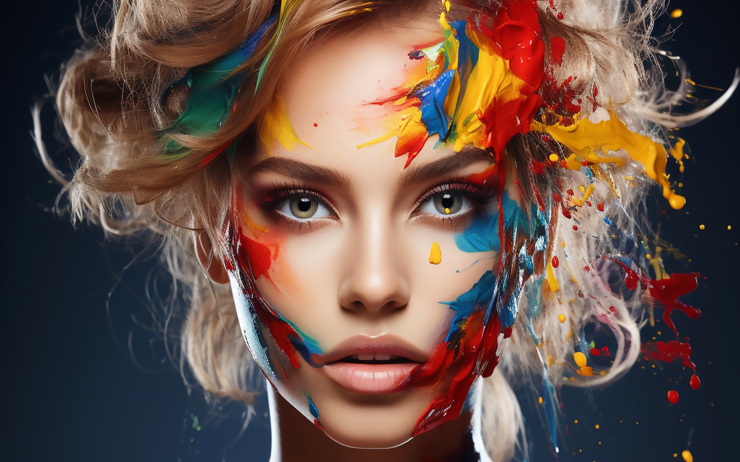 Download Splash Paint Art Woman Face Wallpaper in 2560x1600 Resolution