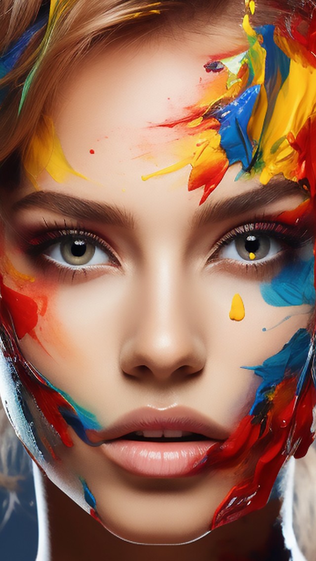 Download Splash Paint Art Woman Face Wallpaper in 640x1136 Resolution