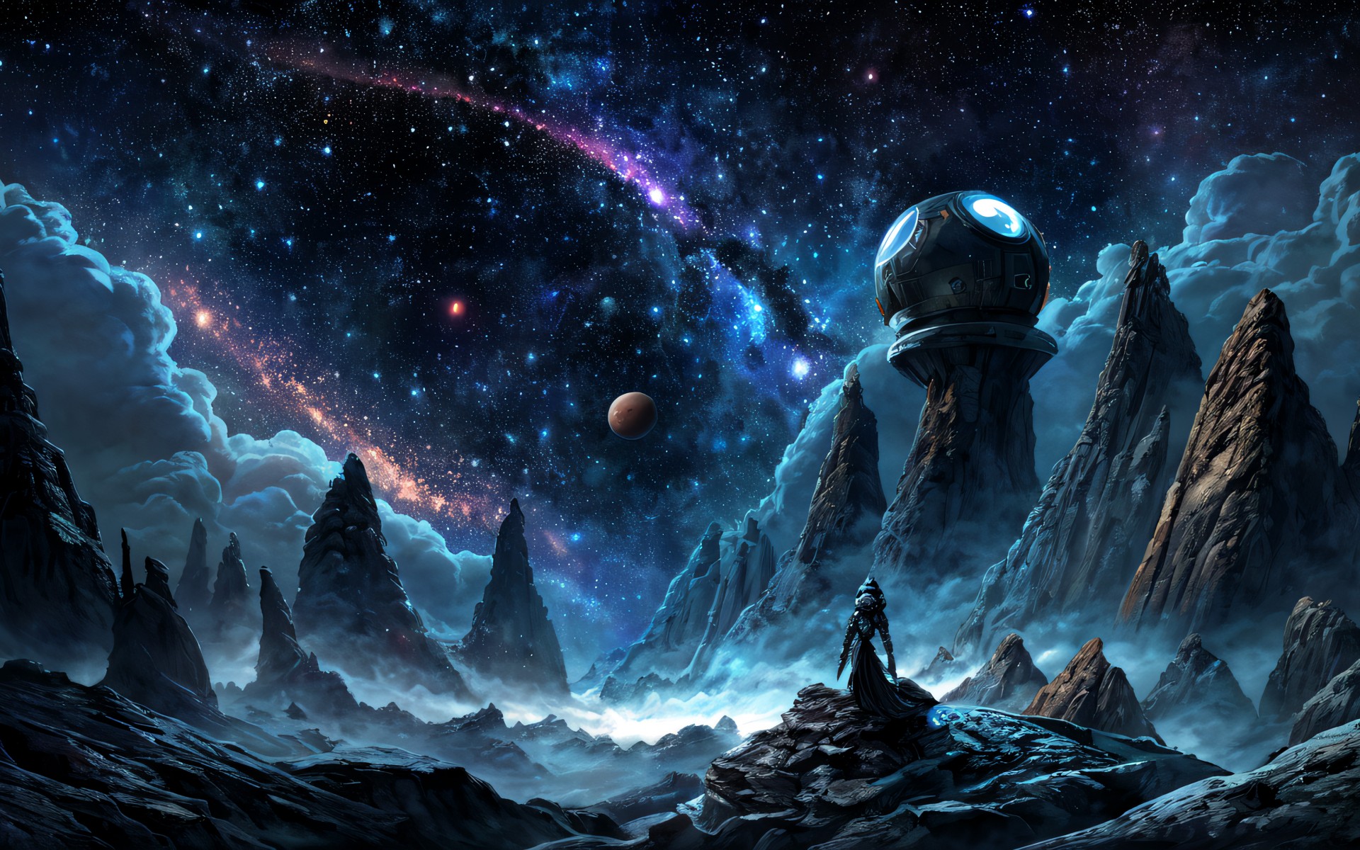 Download Fantasy Creature Space Watchtower Wallpaper In 1920x1200 Resolution