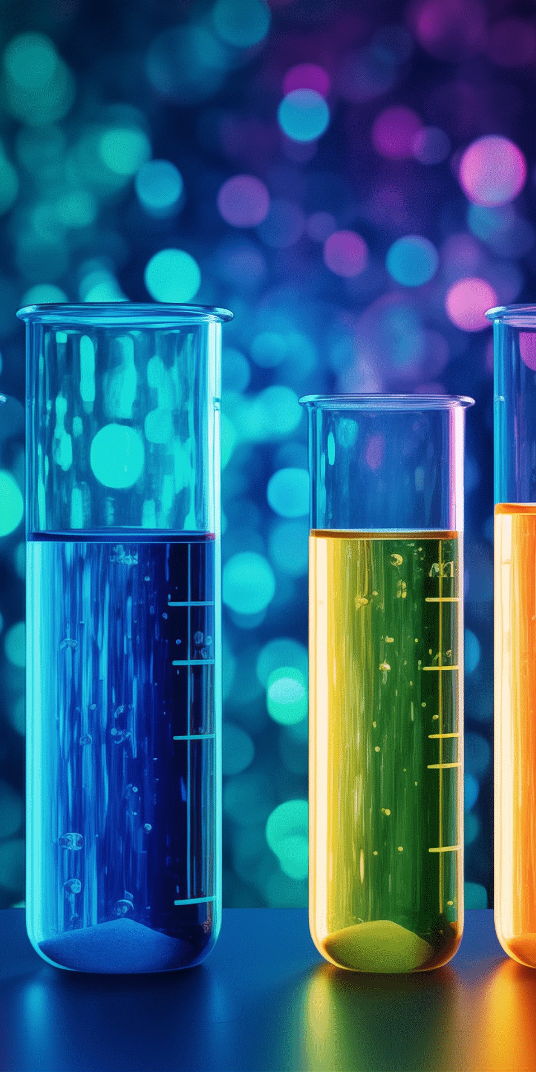 Download Glass Tubes Colored Liquid Wallpaper in 1080x2160 Resolution