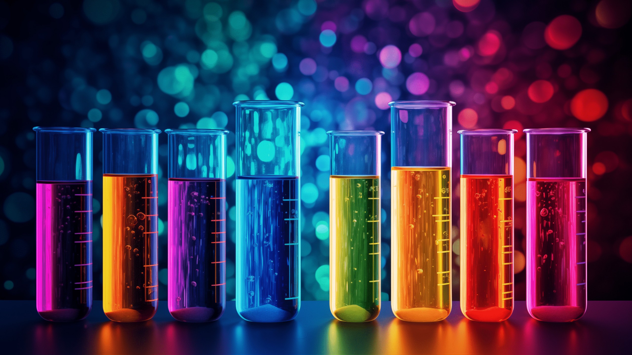Download Glass Tubes Colored Liquid Wallpaper in 2560x1440 Resolution