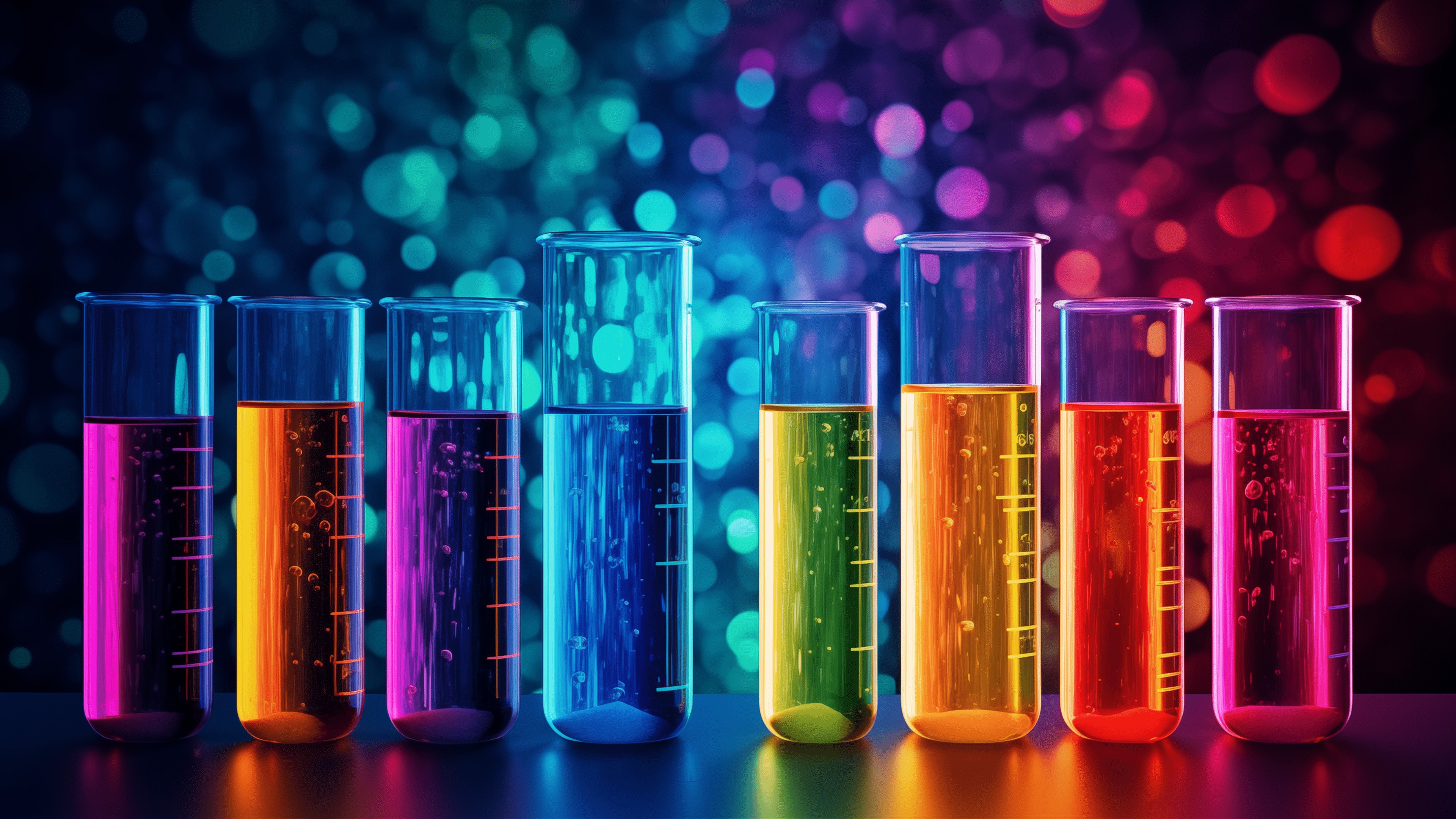 Download Glass Tubes Colored Liquid Wallpaper in 3840x2160 Resolution