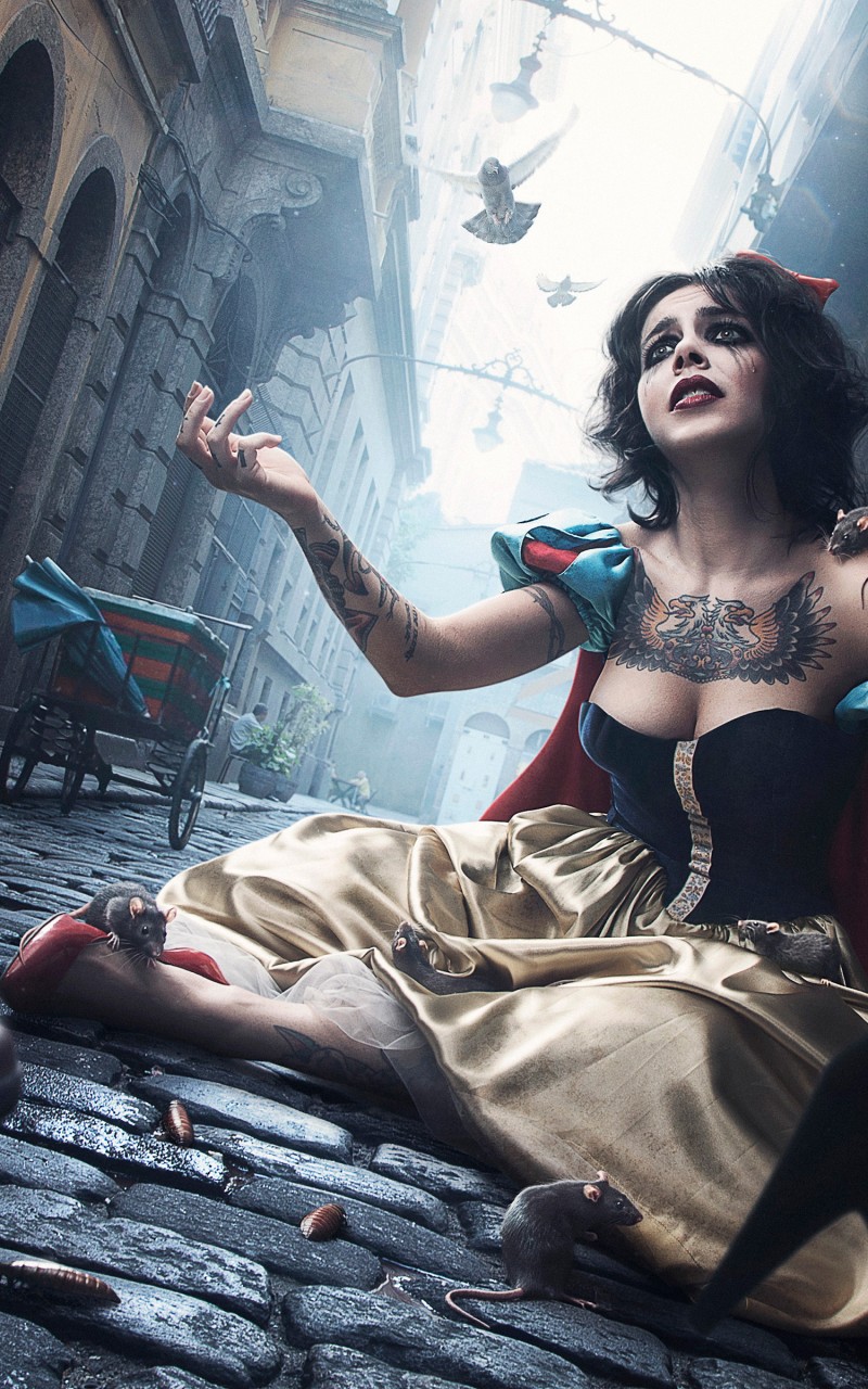 Download Snow White Lady Digital Art Wallpaper in 800x1280 Resolution