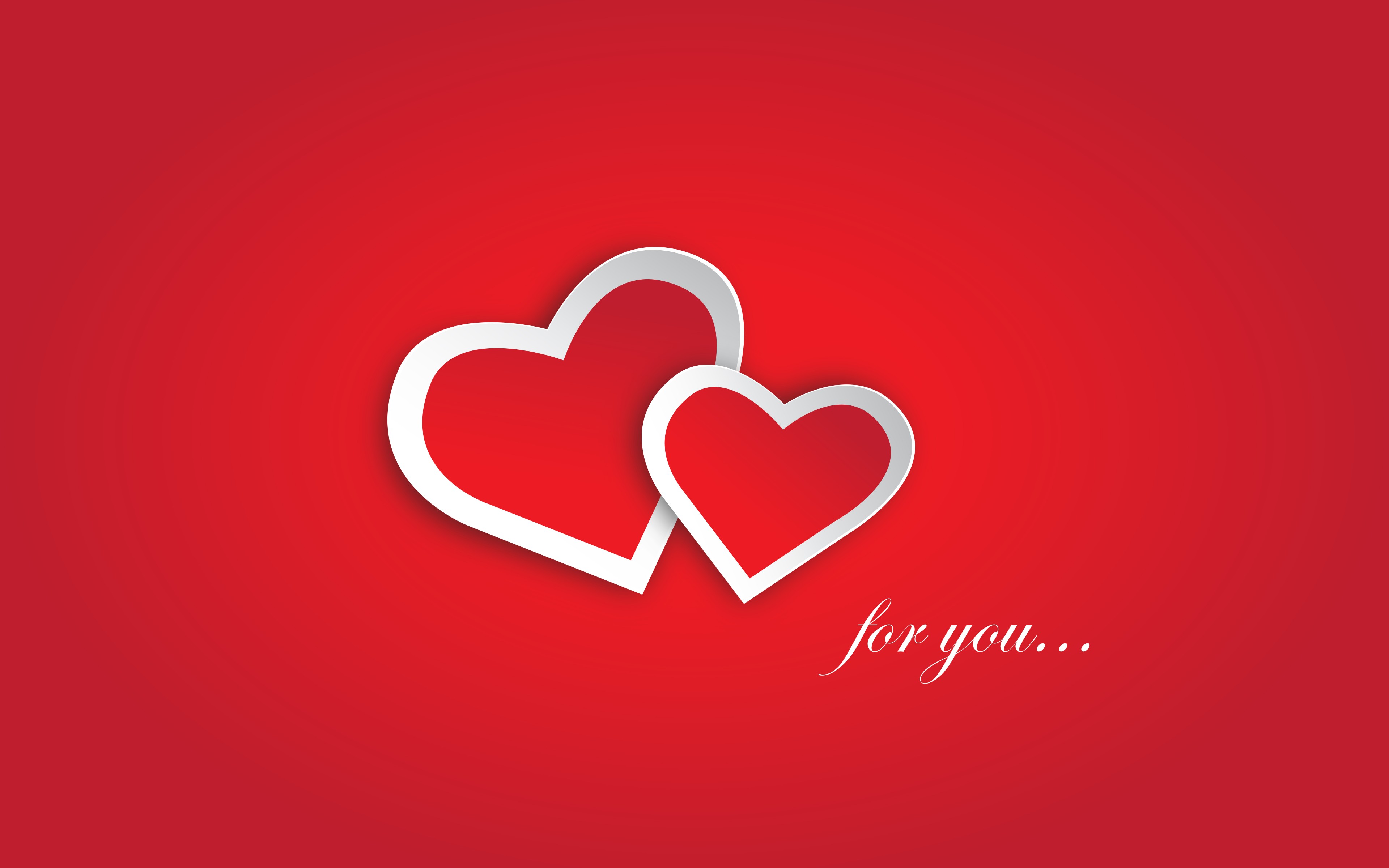 Download Hearts Red White Design Wallpaper in 3840x2400 Resolution