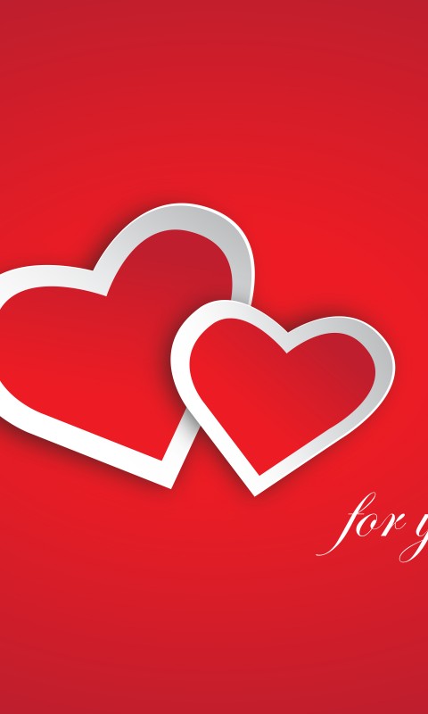 Download Hearts Red White Design Wallpaper in 480x800 Resolution
