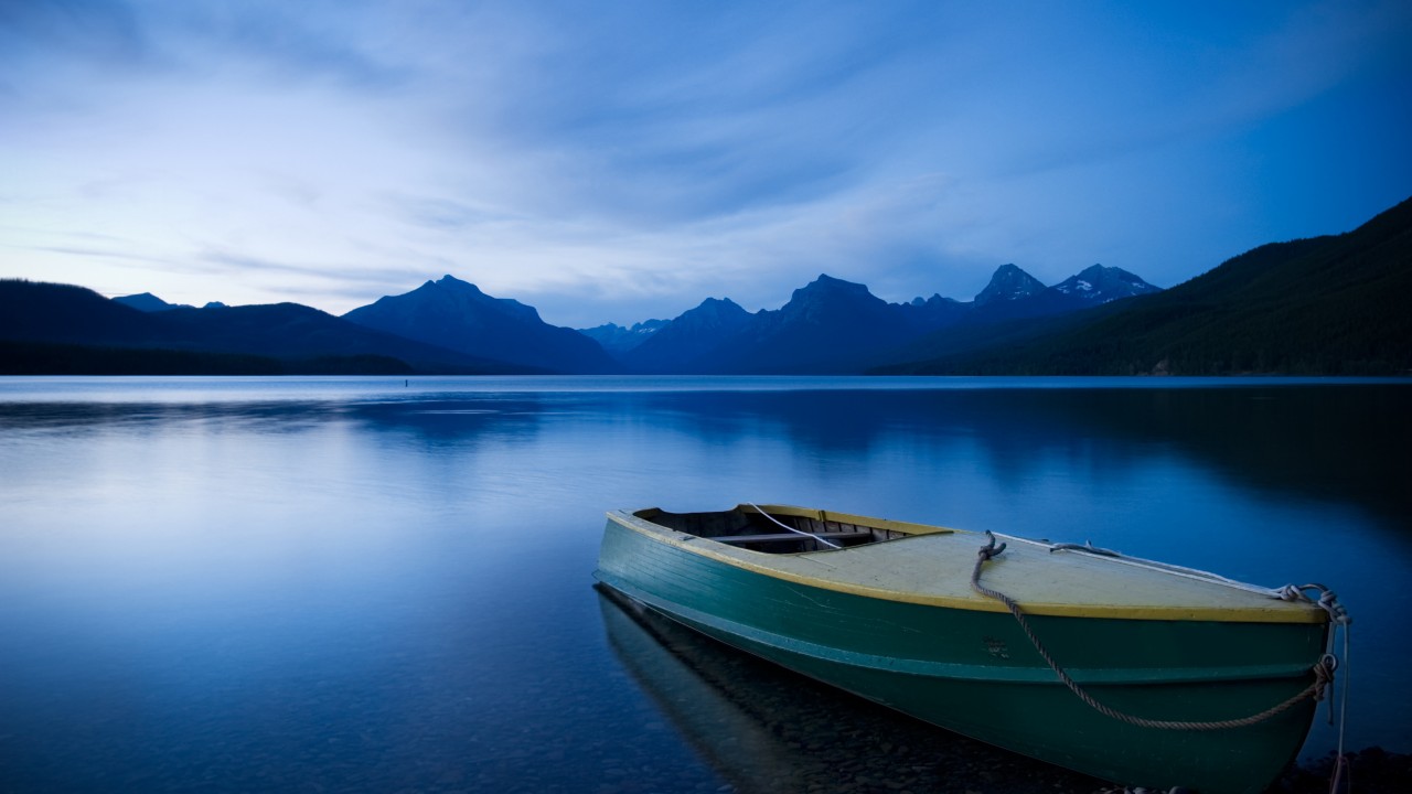 Download Blue Sky Lake Montana Boat Wallpaper in 1280x720 Resolution