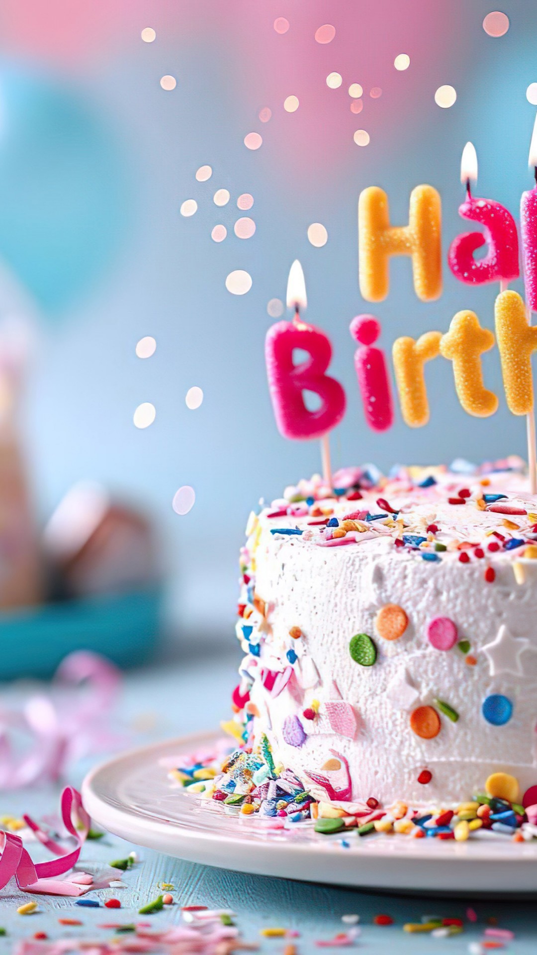 Download Happy Birthday Cake Decoration Wallpaper in 1080x1920 Resolution