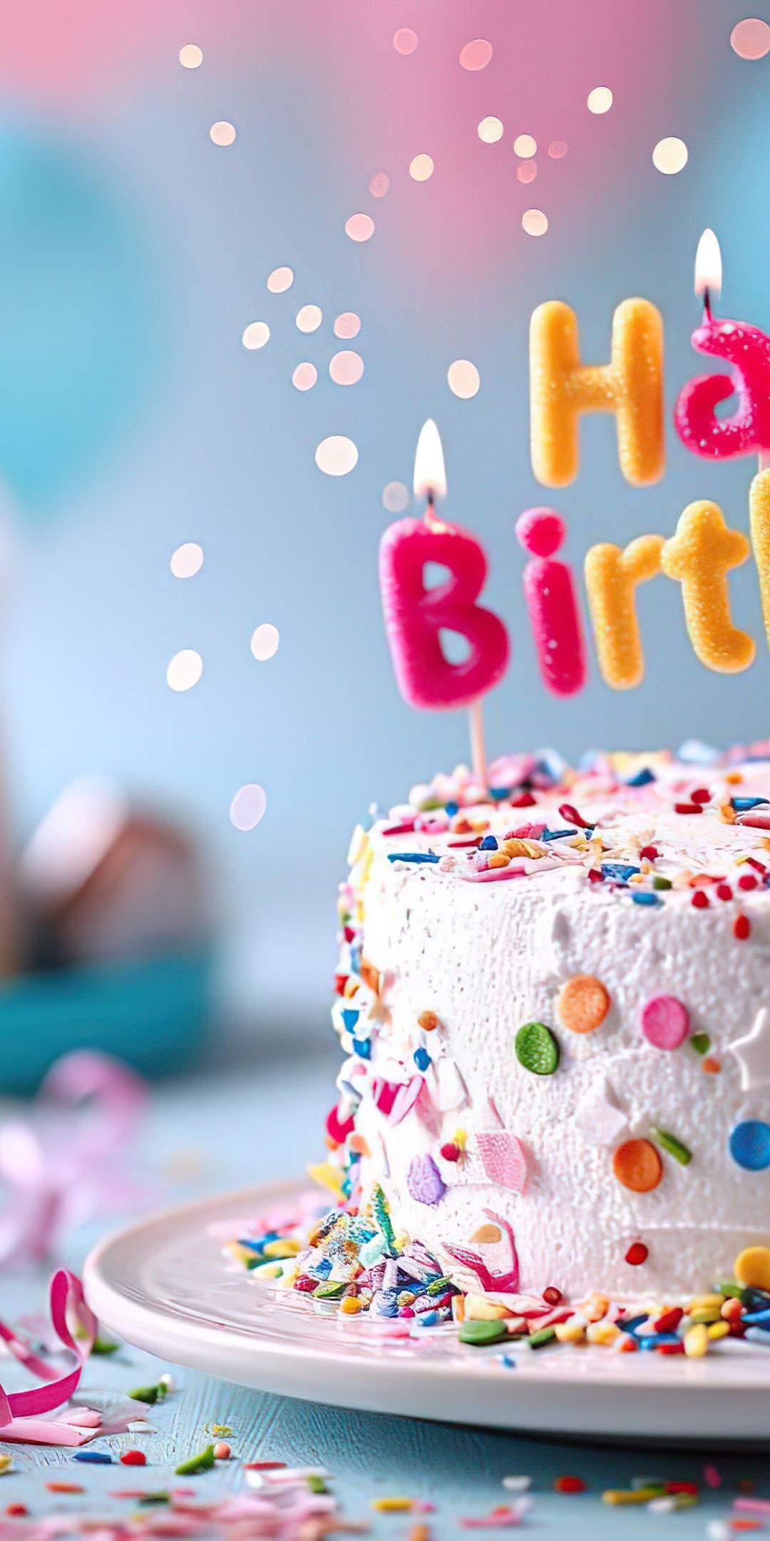 Download Happy Birthday Cake Decoration Wallpaper in 1080x2160 Resolution