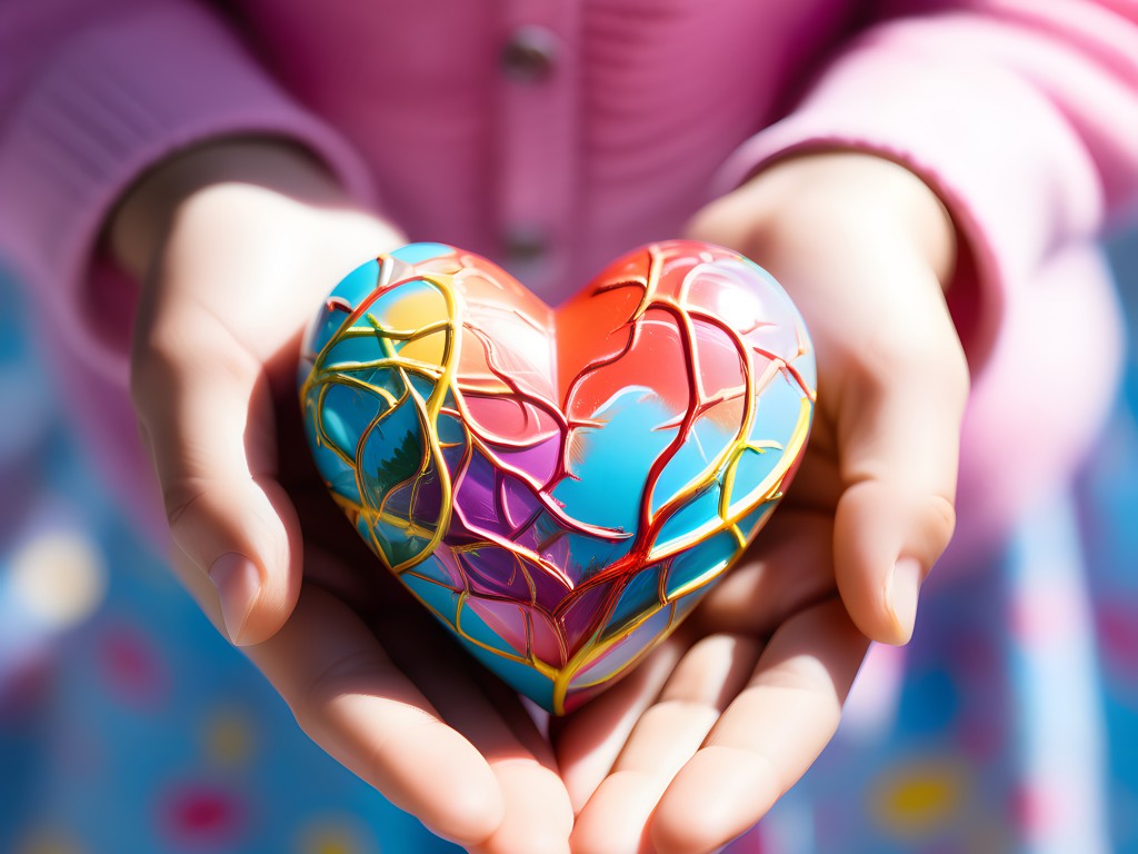Download Colorful Heart Hand 3D Art Wallpaper in 1024x768 Resolution