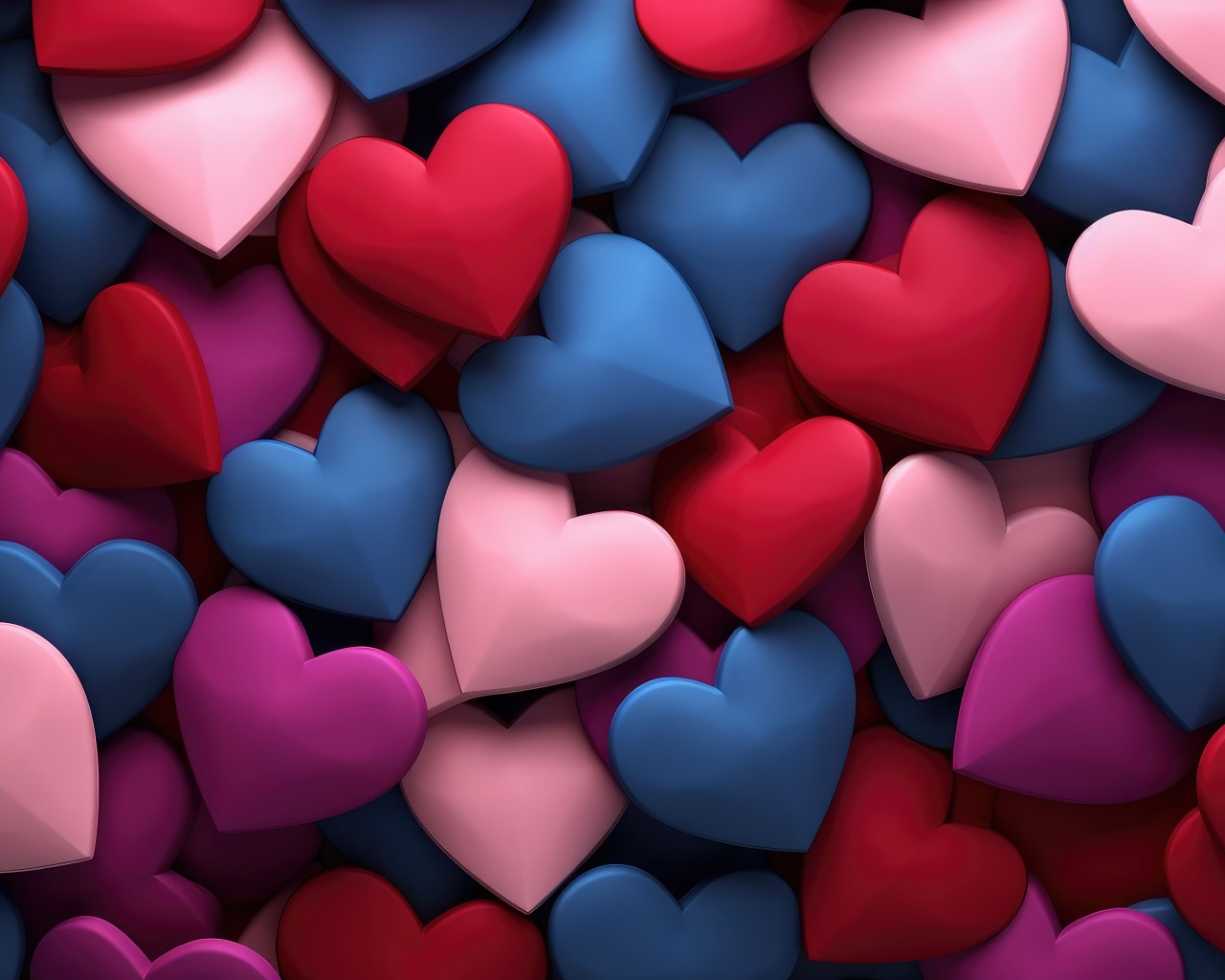 Download 3D Colorful Hearts Ai Art Wallpaper in 1280x1024 Resolution