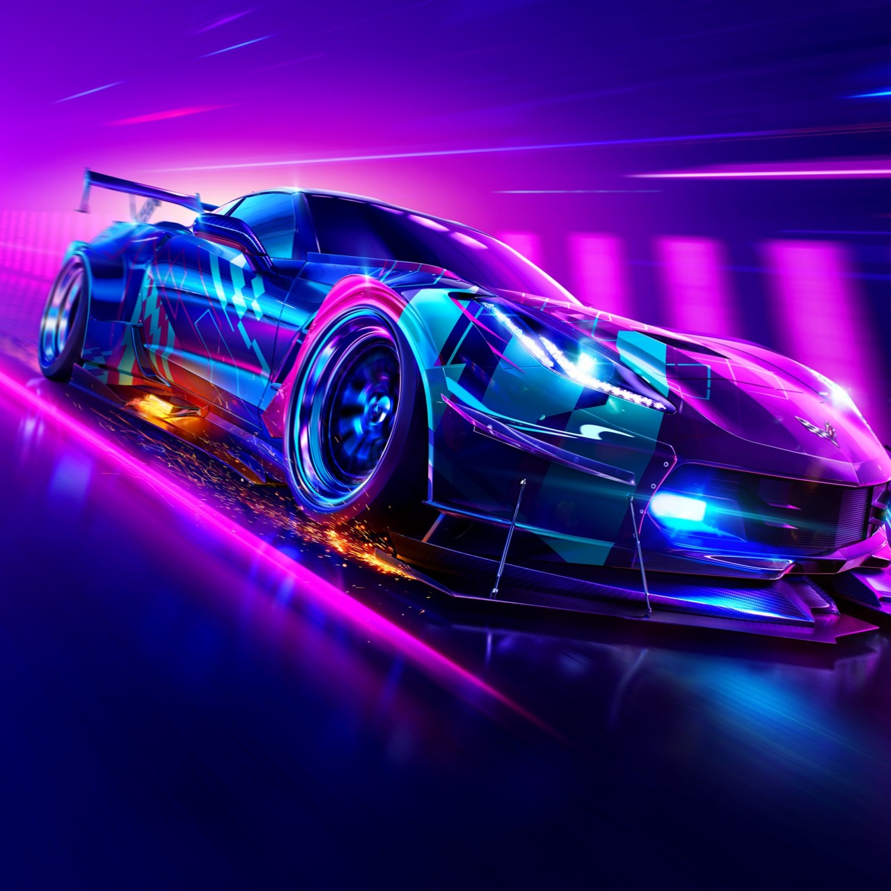 Download Need For Speed Heat Corvette C7 Wallpaper in 1280x1280 Resolution