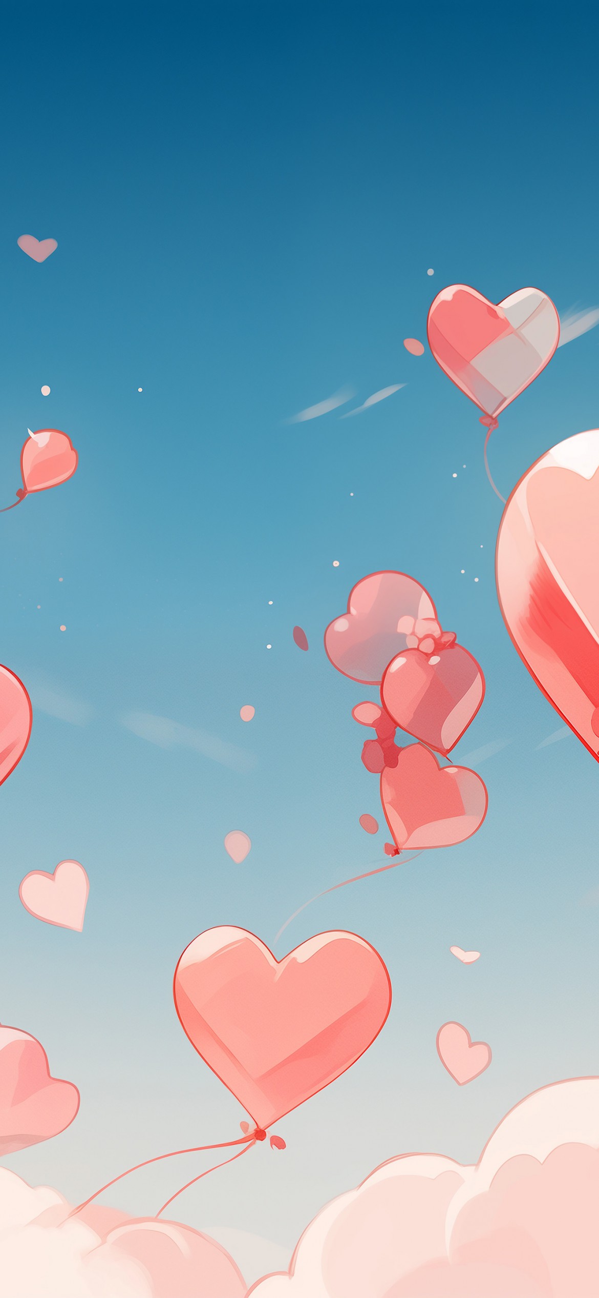 Download Flying Love Hearts Ai Art Wallpaper In 1170x2532 Resolution