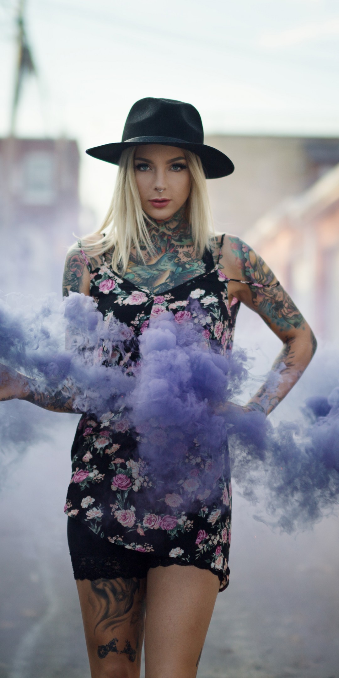 Download Madison Skye Tattoo Hat Flare Wallpaper in 1080x2160 Resolution