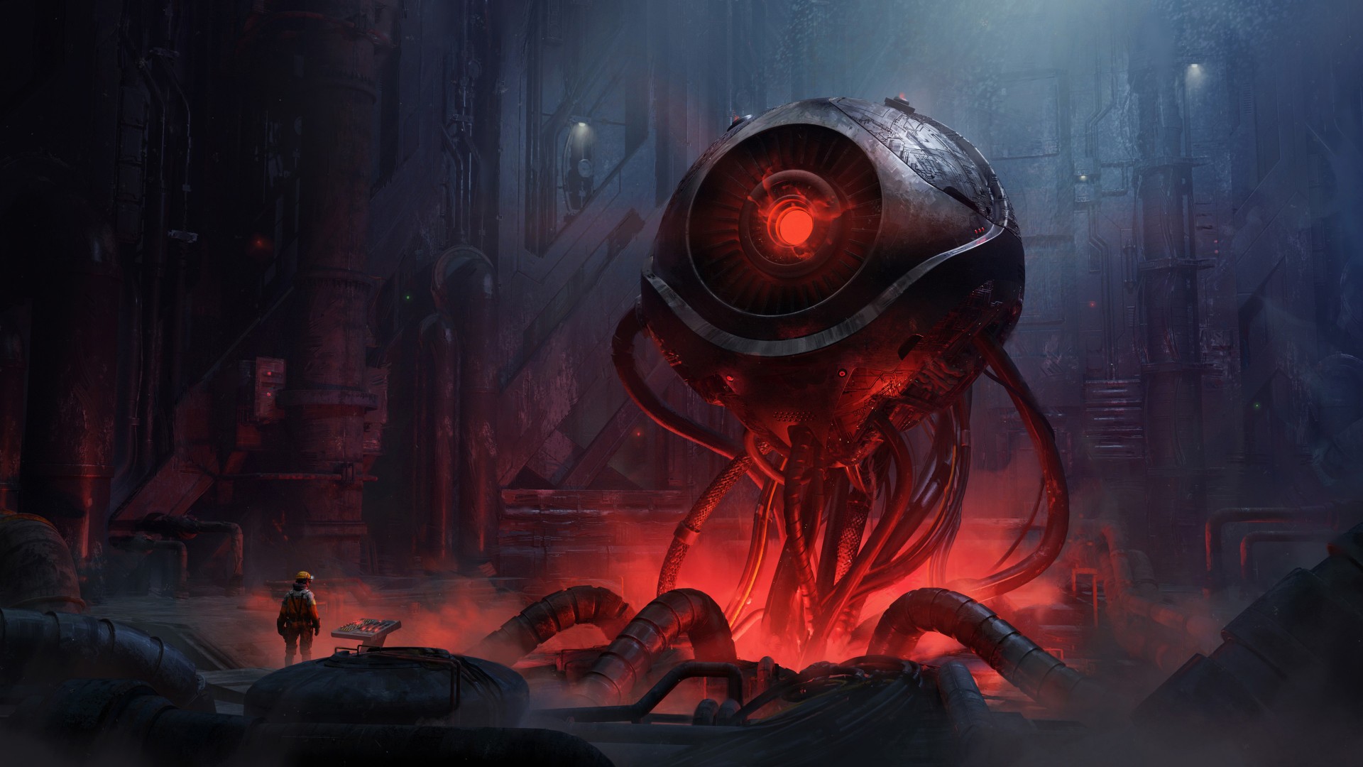 Download Creature Red Light Digital Art Wallpaper in 1920x1080 Resolution