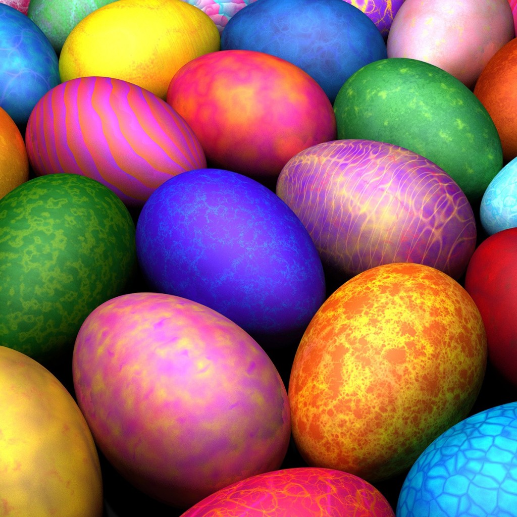 Download Colored Easter Eggs Wallpaper in 1024x1024 Resolution