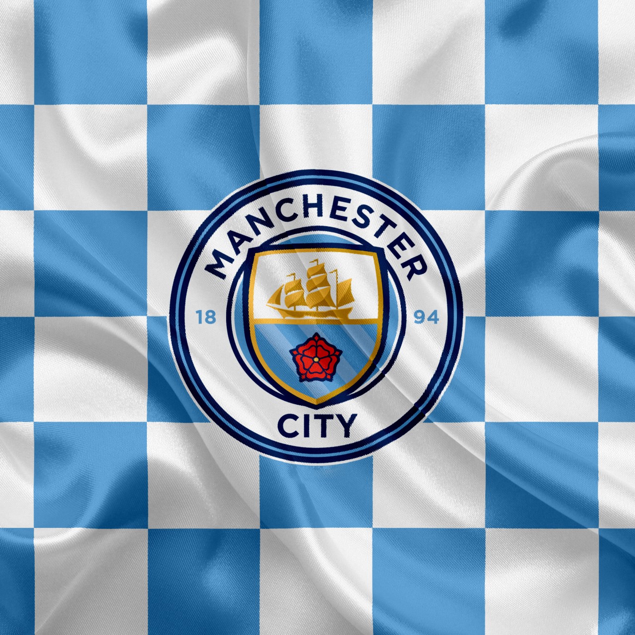 Download Manchester City Football Soccer Flag Wallpaper in 1280x1280 Resolution
