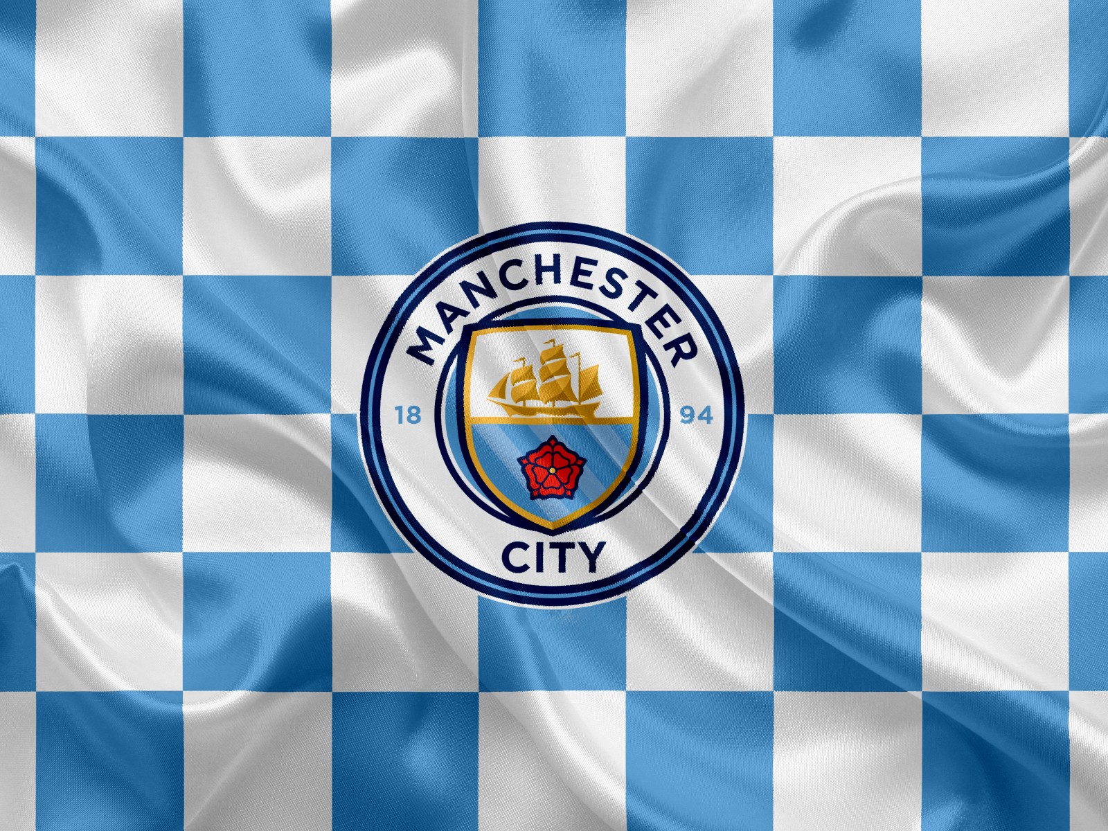 Download Manchester City Football Soccer Flag Wallpaper in 1600x1200 Resolution