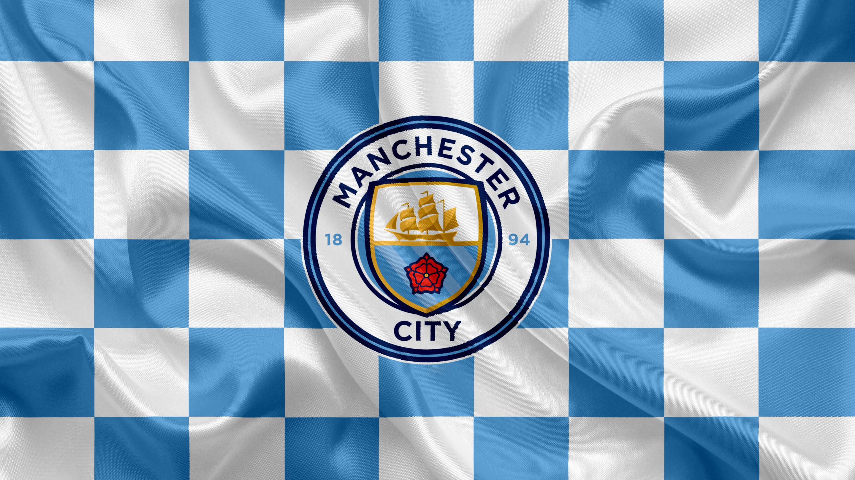 Download Manchester City Football Soccer Flag Wallpaper in 2880x1620 Resolution