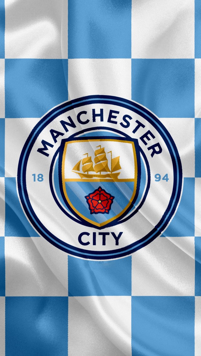 Download Manchester City Football Soccer Flag Wallpaper in 640x1136 Resolution