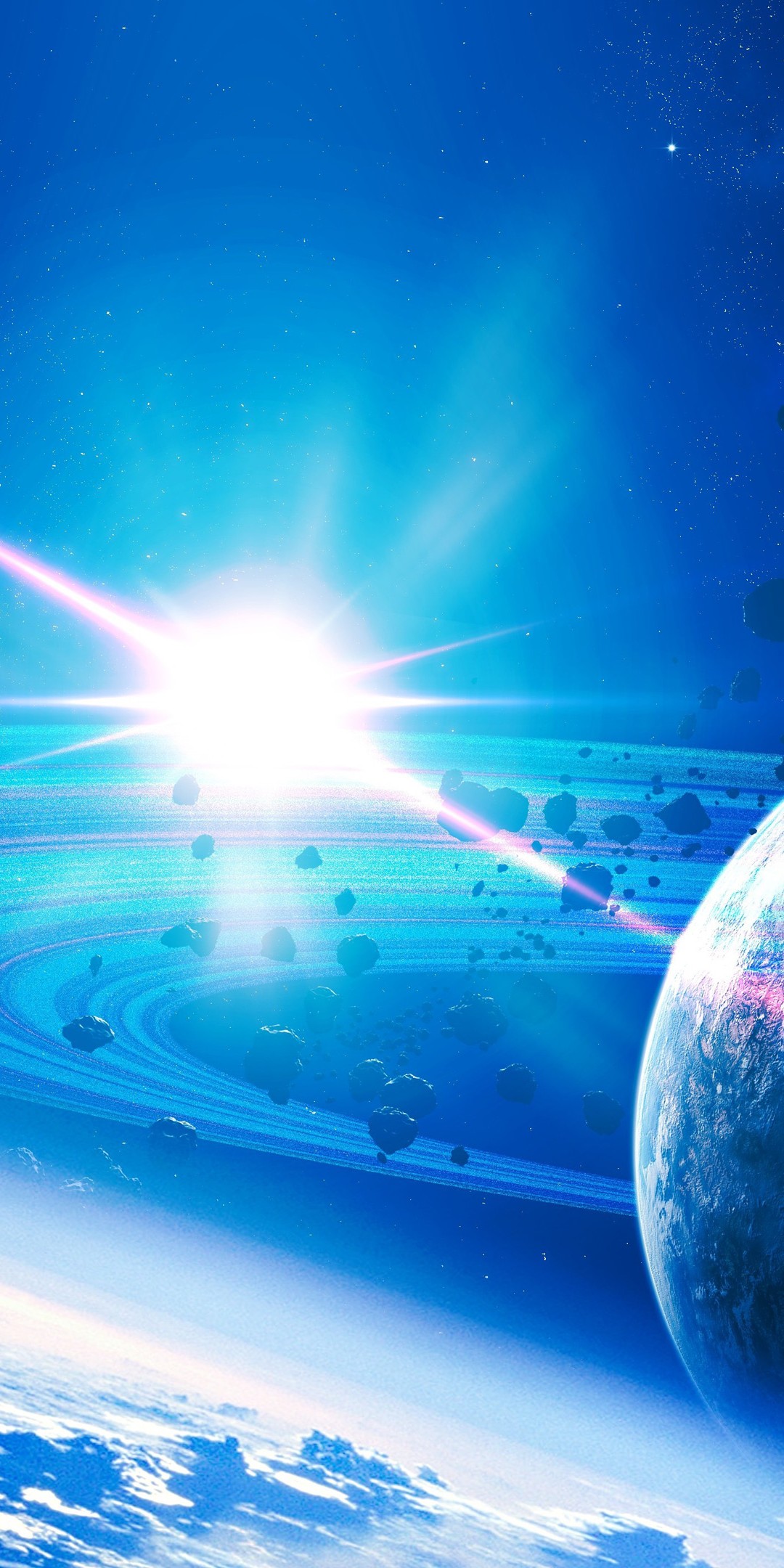 Download Giant Planets Star Lights Wallpaper in 1080x2160 Resolution