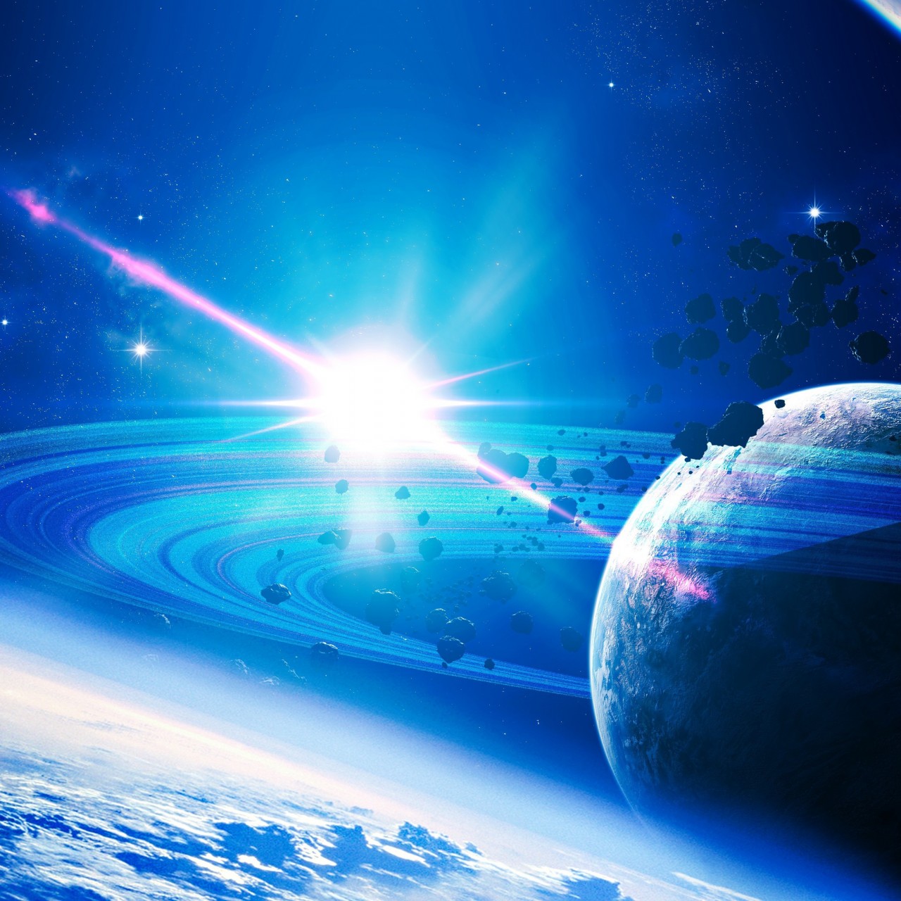 Download Giant Planets Star Lights Wallpaper in 1280x1280 Resolution