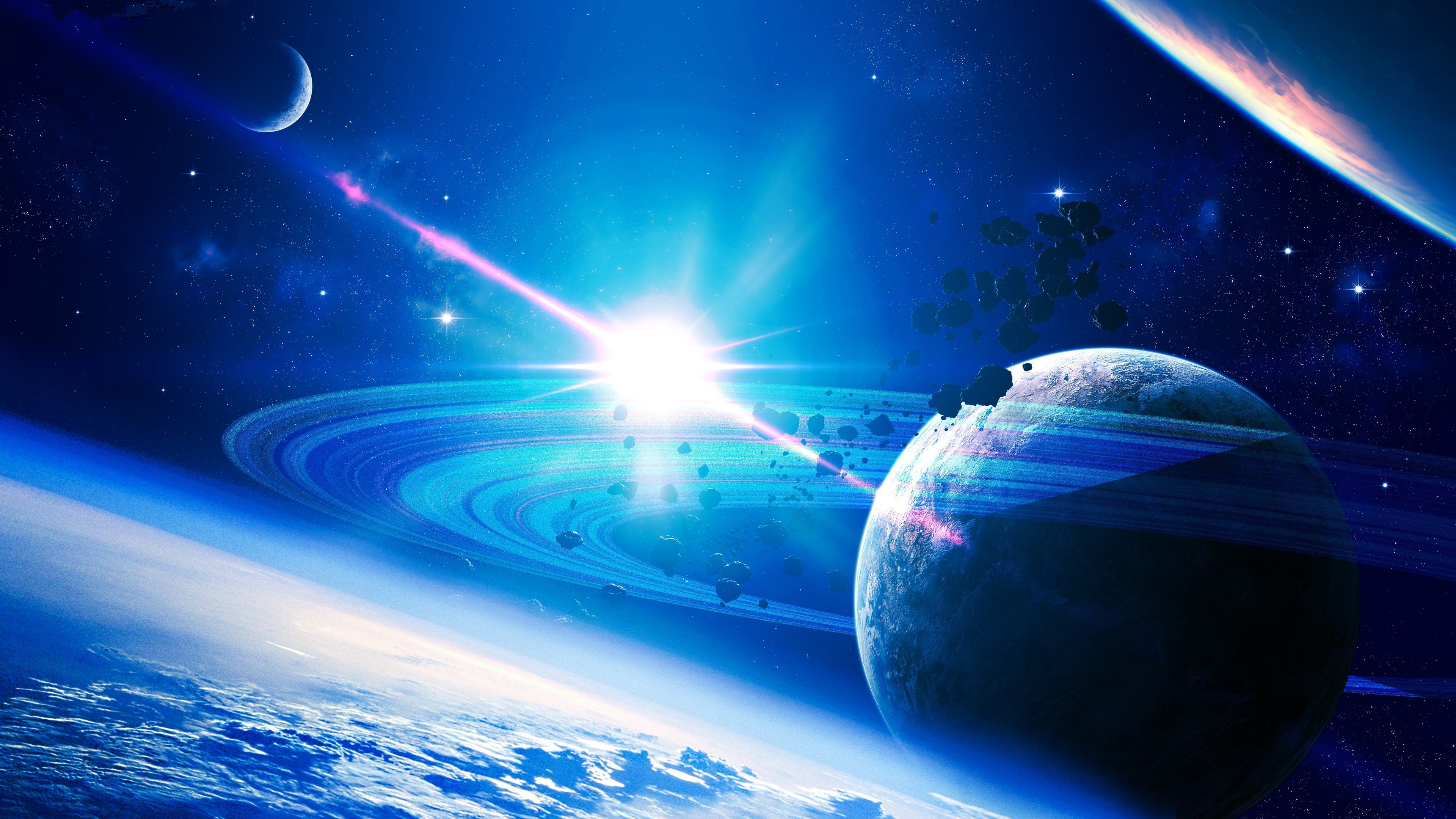 Download Giant Planets Star Lights Wallpaper in 3840x2160 Resolution