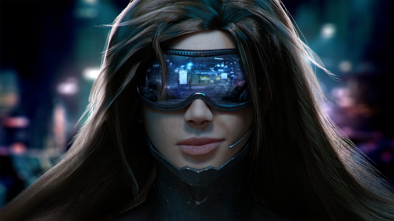 Download Cyberpunk 2077 Scifi Girl Wallpaper in 1366x768 Resolution
