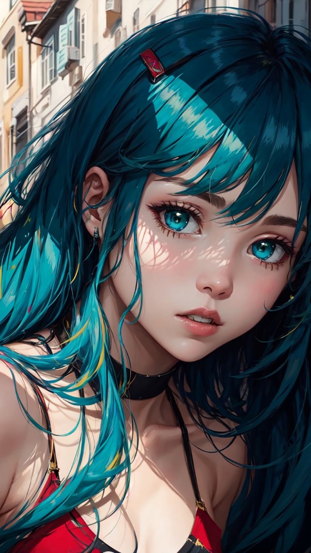Download Anime Girl Blue Eyes Hair Wallpaper in 640x1136 Resolution