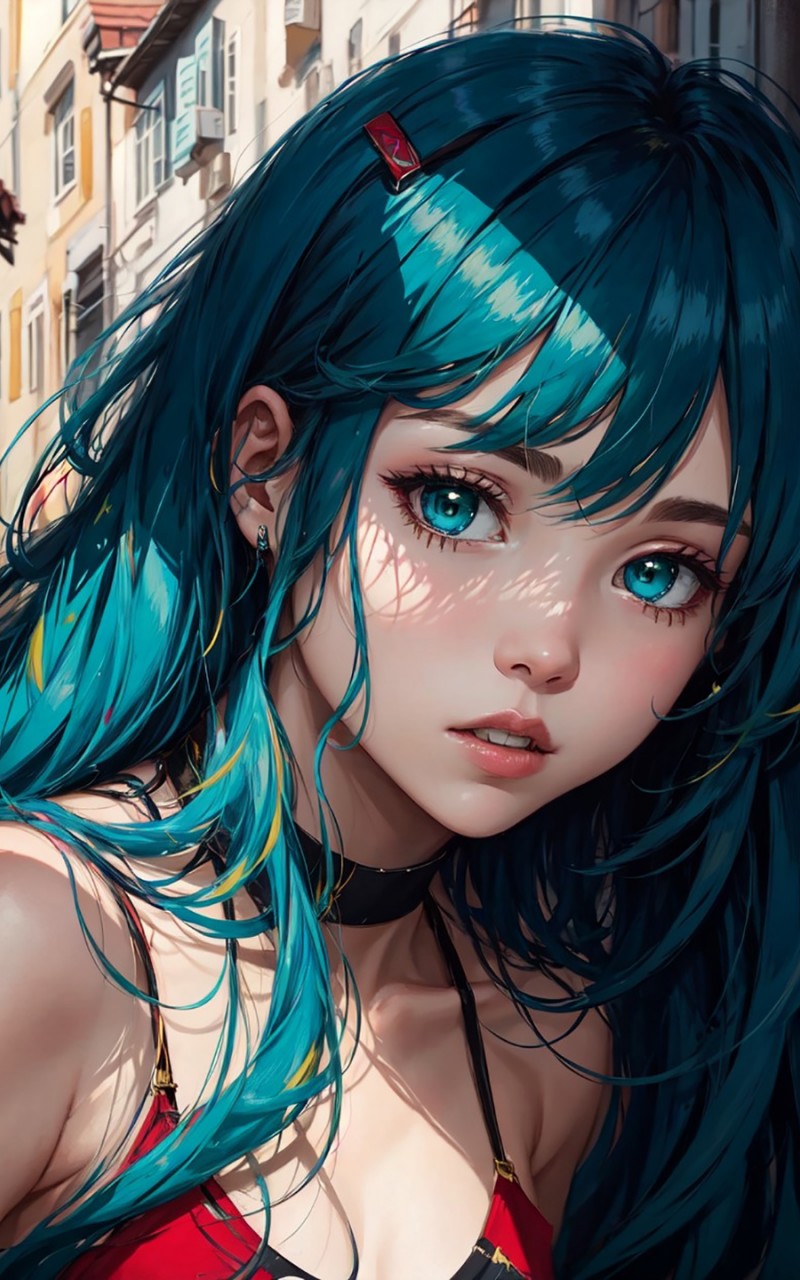 Download Anime Girl Blue Eyes Hair Wallpaper in 800x1280 Resolution