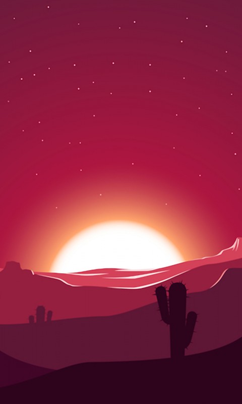 Download Landscape Desert Cactus Vector Art Wallpaper in 480x800 Resolution