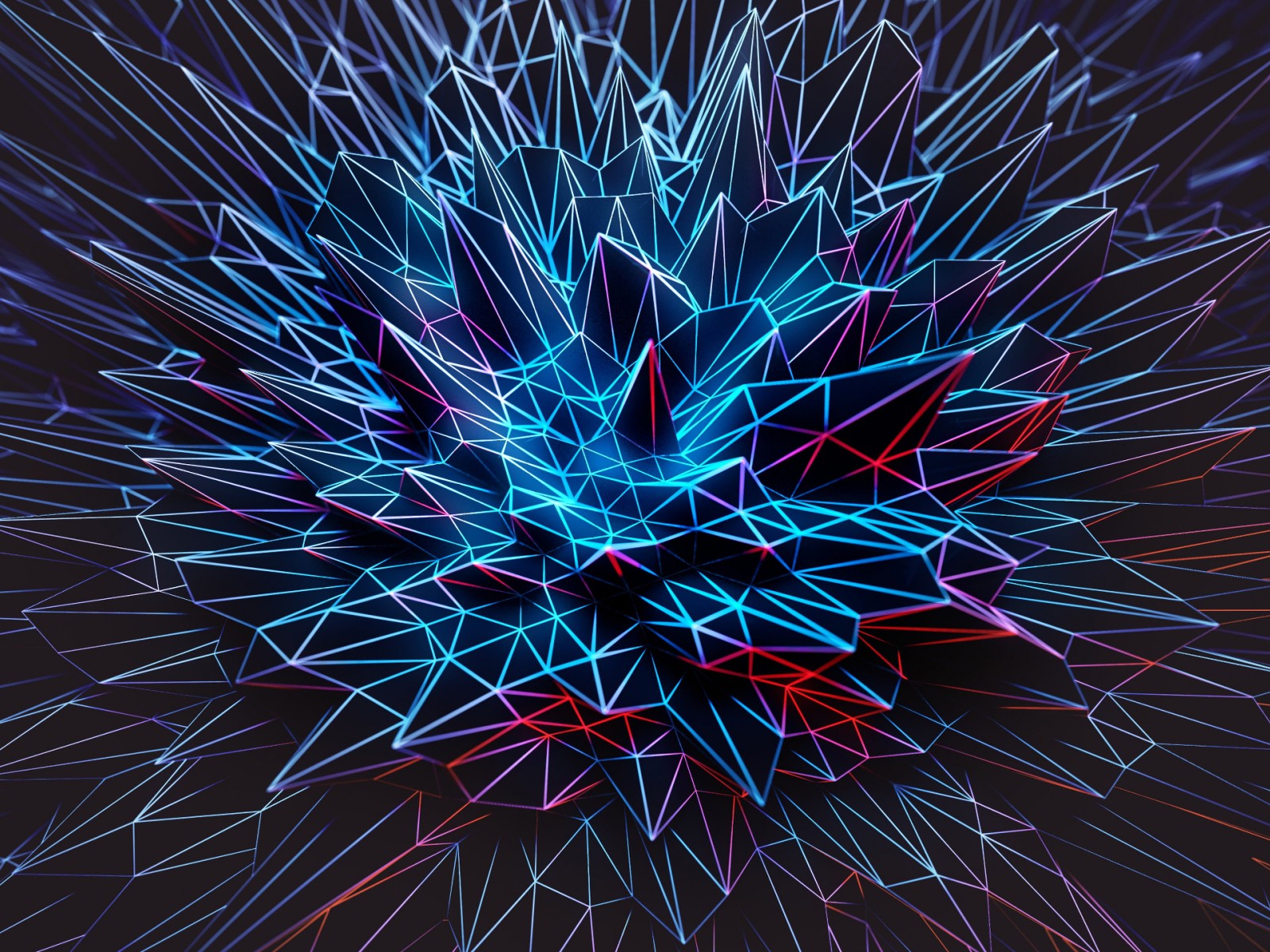 Download Abstract Blue Neon Wireframe Wallpaper in 1600x1200 Resolution